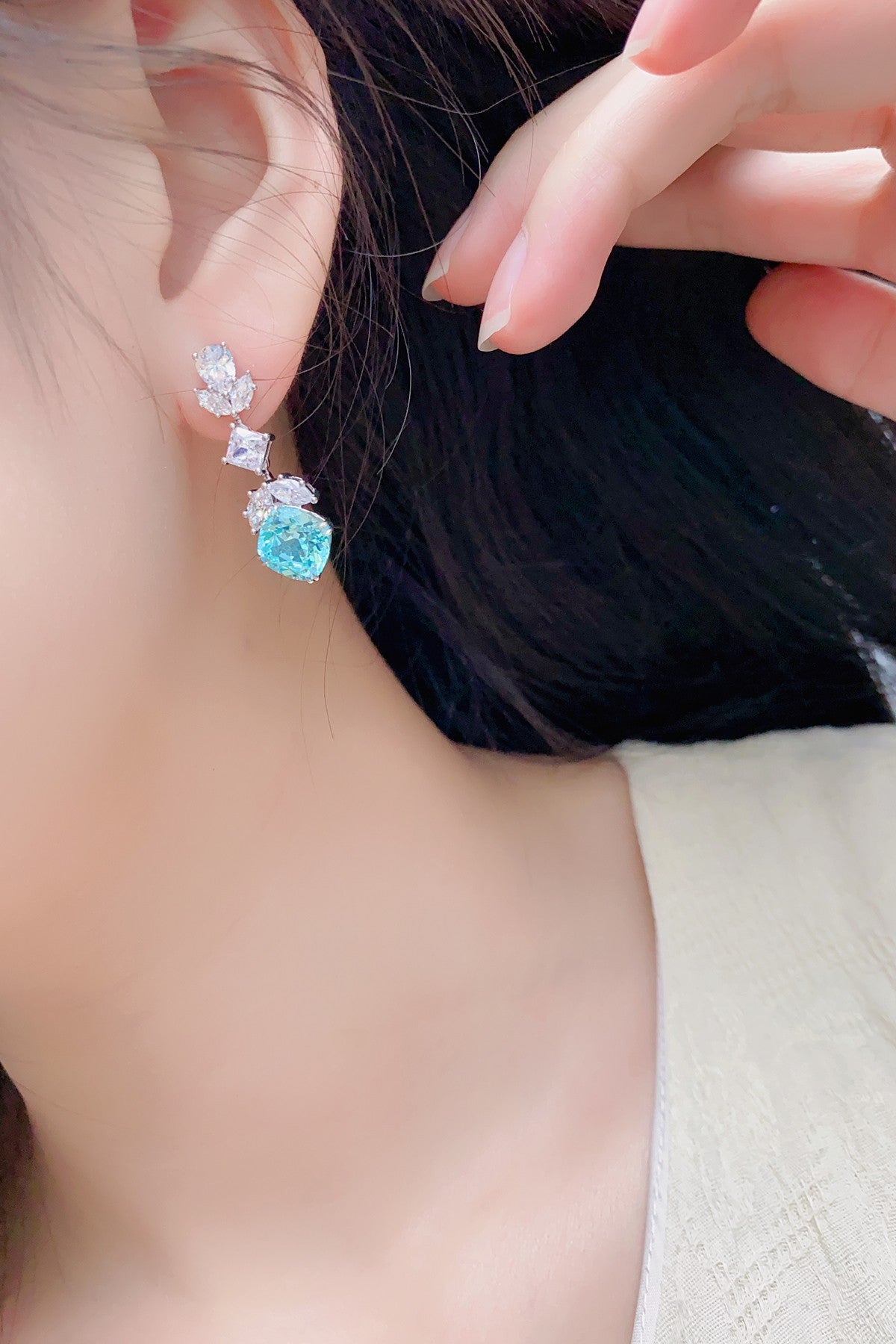 Pirmiana Hot Sale 10.53ct Lab Grown Paraiba Sapphire Earrings S925 Silver Jewelry Engagement Women