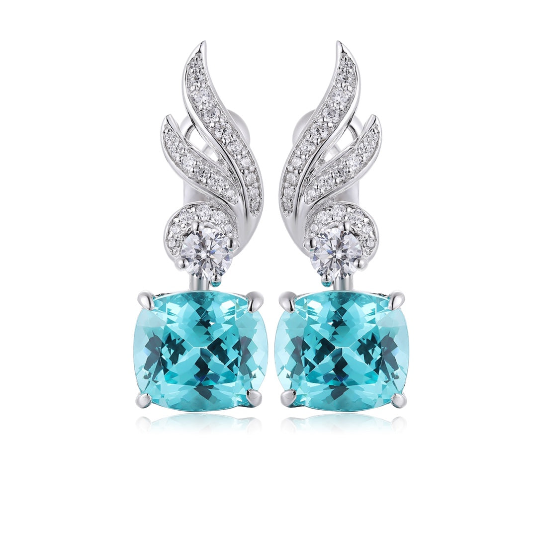 Pirmiana Hot Sale 9.13ct Lab Grown Paraiba Sapphire Earrings S925 Silver Jewelry Engagement Women
