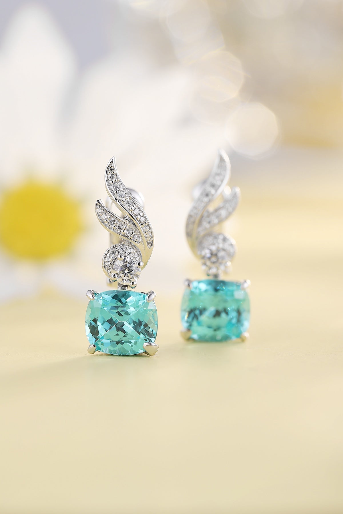 Pirmiana Hot Sale 9.13ct Lab Grown Paraiba Sapphire Earrings S925 Silver Jewelry Engagement Women