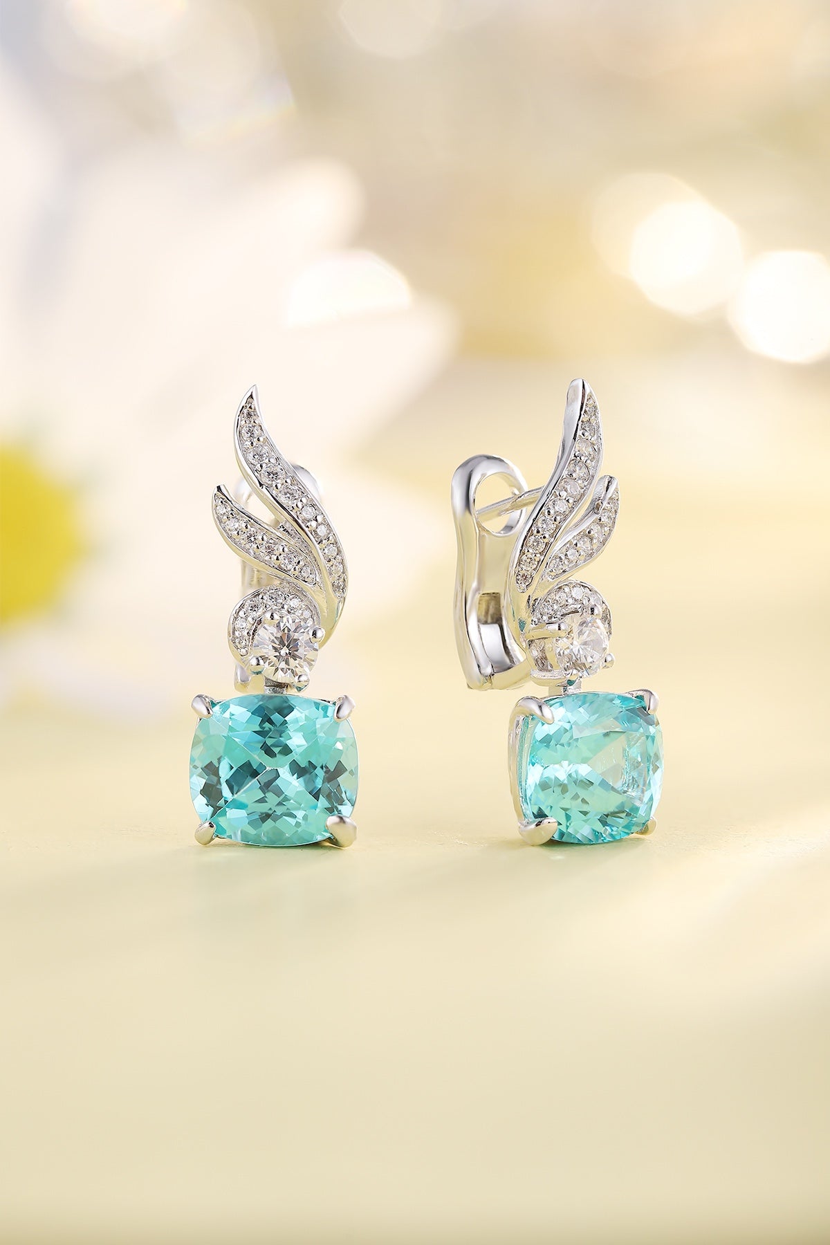 Pirmiana Hot Sale 9.13ct Lab Grown Paraiba Sapphire Earrings S925 Silver Jewelry Engagement Women