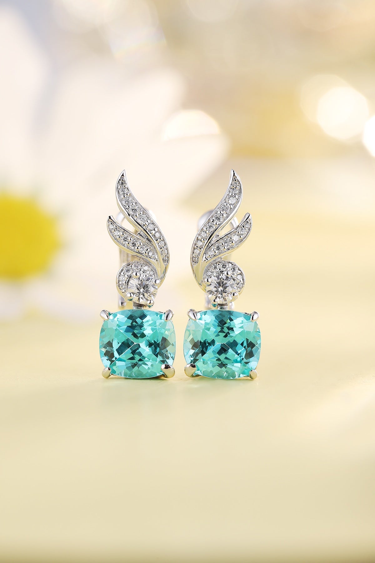 Pirmiana Hot Sale 9.13ct Lab Grown Paraiba Sapphire Earrings S925 Silver Jewelry Engagement Women