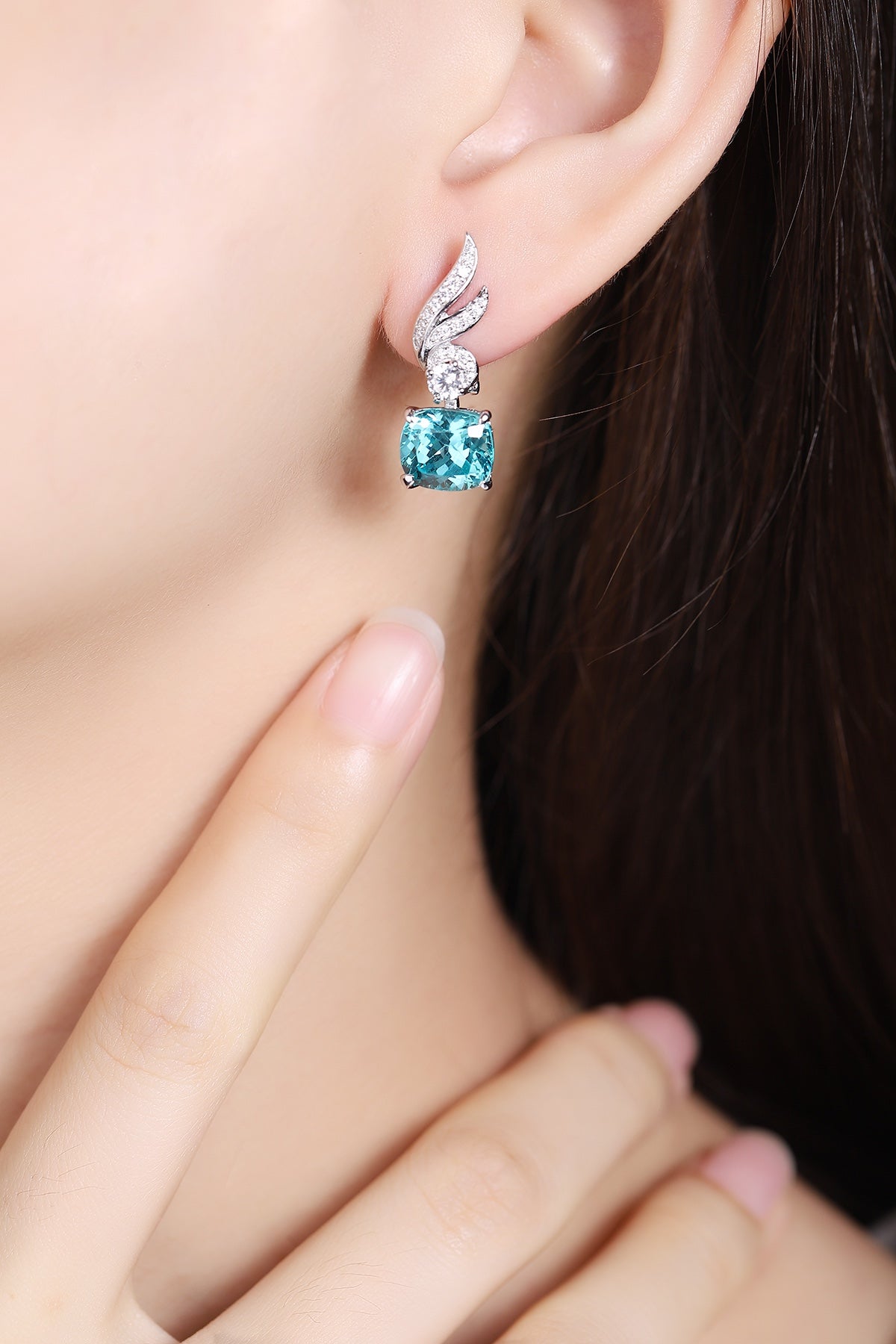 Pirmiana Hot Sale 9.13ct Lab Grown Paraiba Sapphire Earrings S925 Silver Jewelry Engagement Women