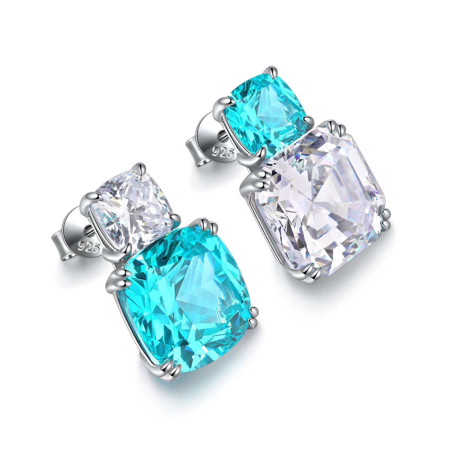 Pirmiana Hot Sale 15.55ct Lab Grown Paraiba Sapphire Earrings S925 Silver Jewelry Engagement Women