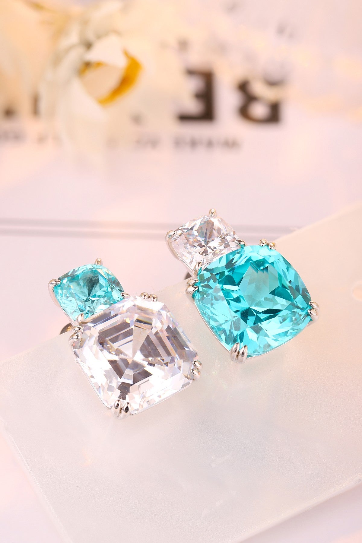 Pirmiana Hot Sale 15.55ct Lab Grown Paraiba Sapphire Earrings S925 Silver Jewelry Engagement Women