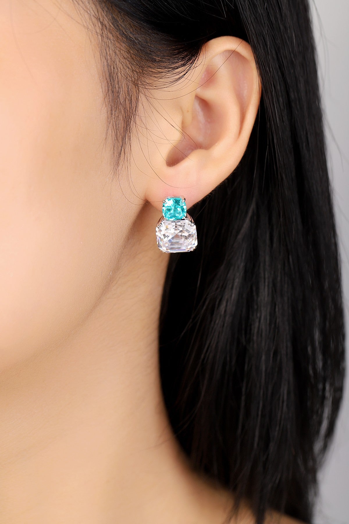 Pirmiana Hot Sale 15.55ct Lab Grown Paraiba Sapphire Earrings S925 Silver Jewelry Engagement Women
