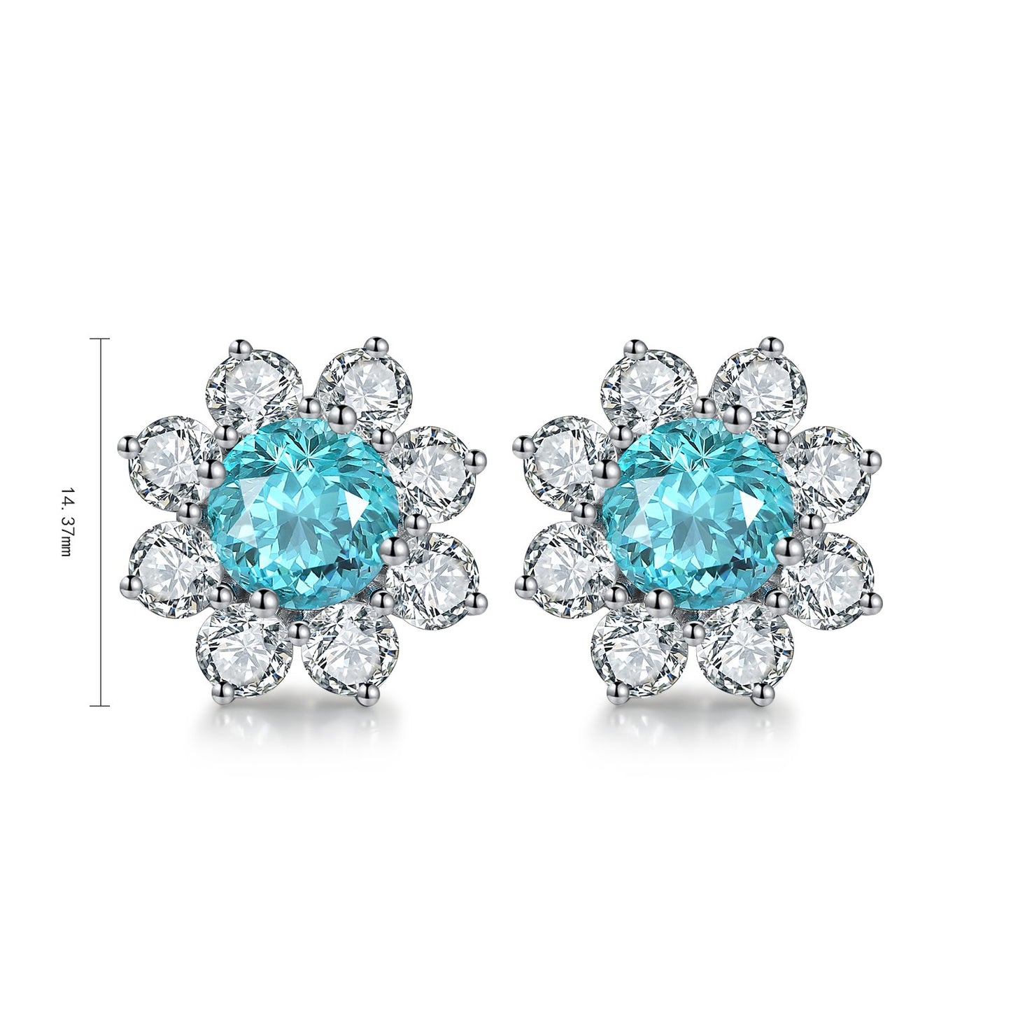 Pirmiana Hot Sale 3.69ct Lab Grown Paraiba Sapphire Earrings S925 Silver Jewelry Engagement Women