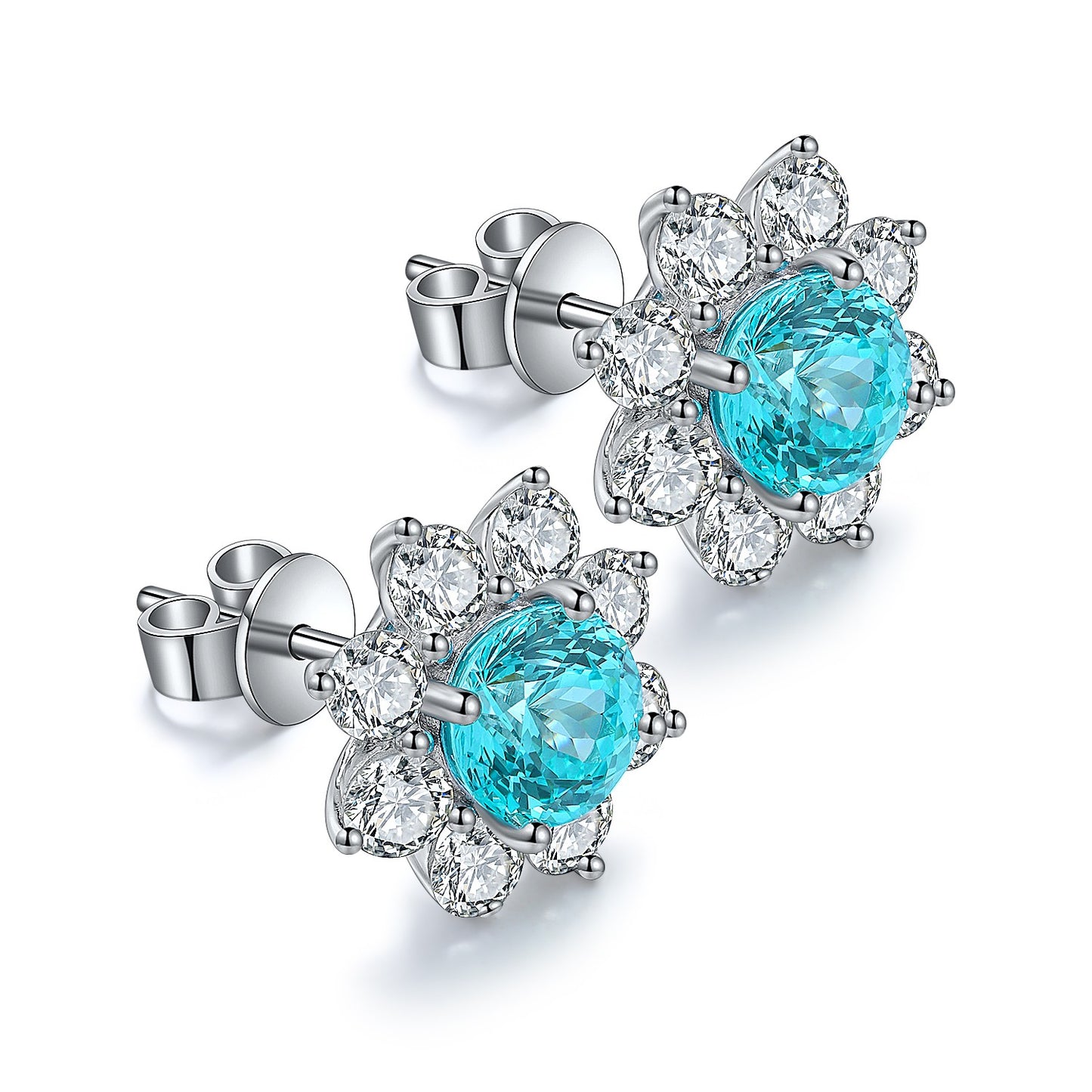 Pirmiana Hot Sale 3.69ct Lab Grown Paraiba Sapphire Earrings S925 Silver Jewelry Engagement Women