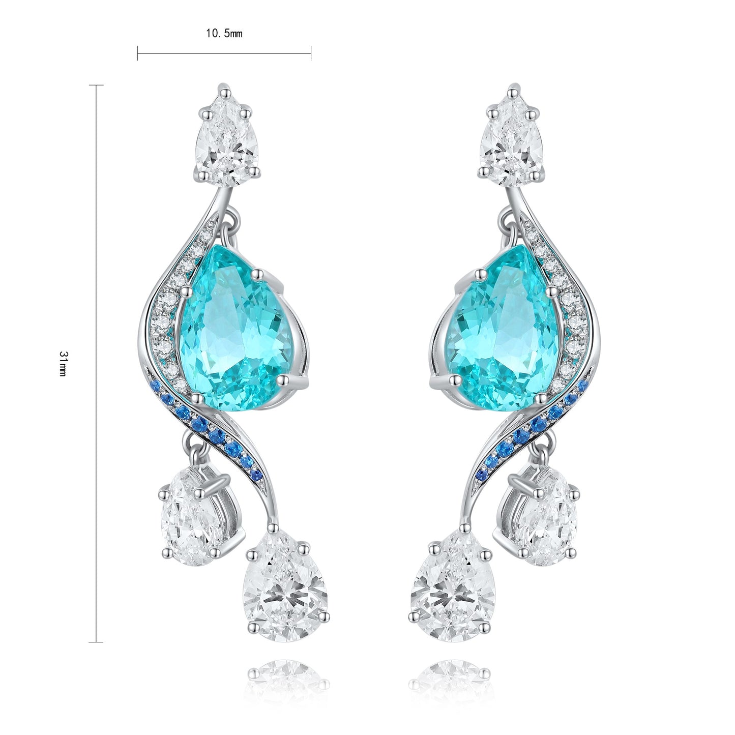 Pirmiana Hot Sale 7.17ct Lab Grown Paraiba Sapphire Earrings S925 Silver Jewelry Engagement Women