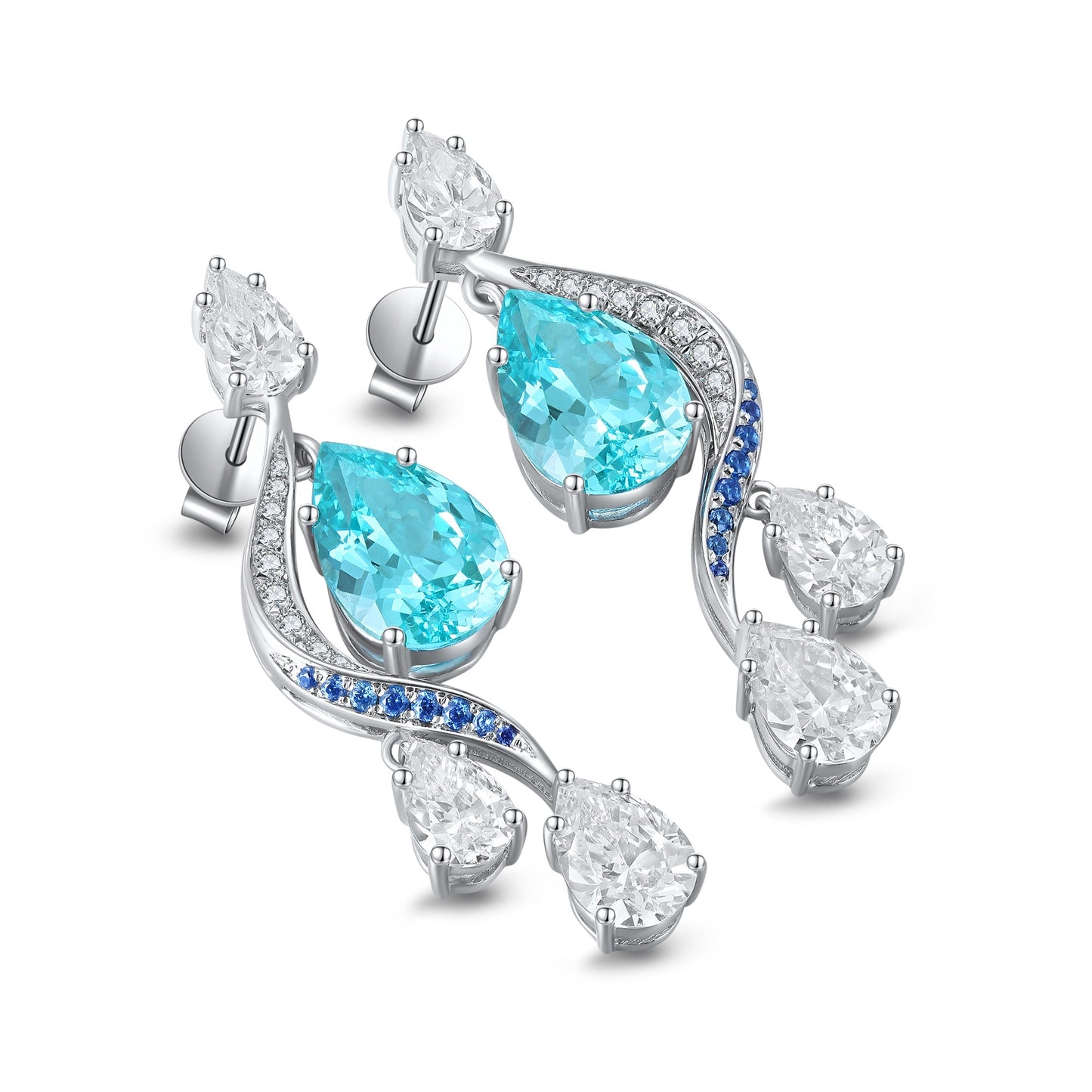 Pirmiana Hot Sale 7.17ct Lab Grown Paraiba Sapphire Earrings S925 Silver Jewelry Engagement Women