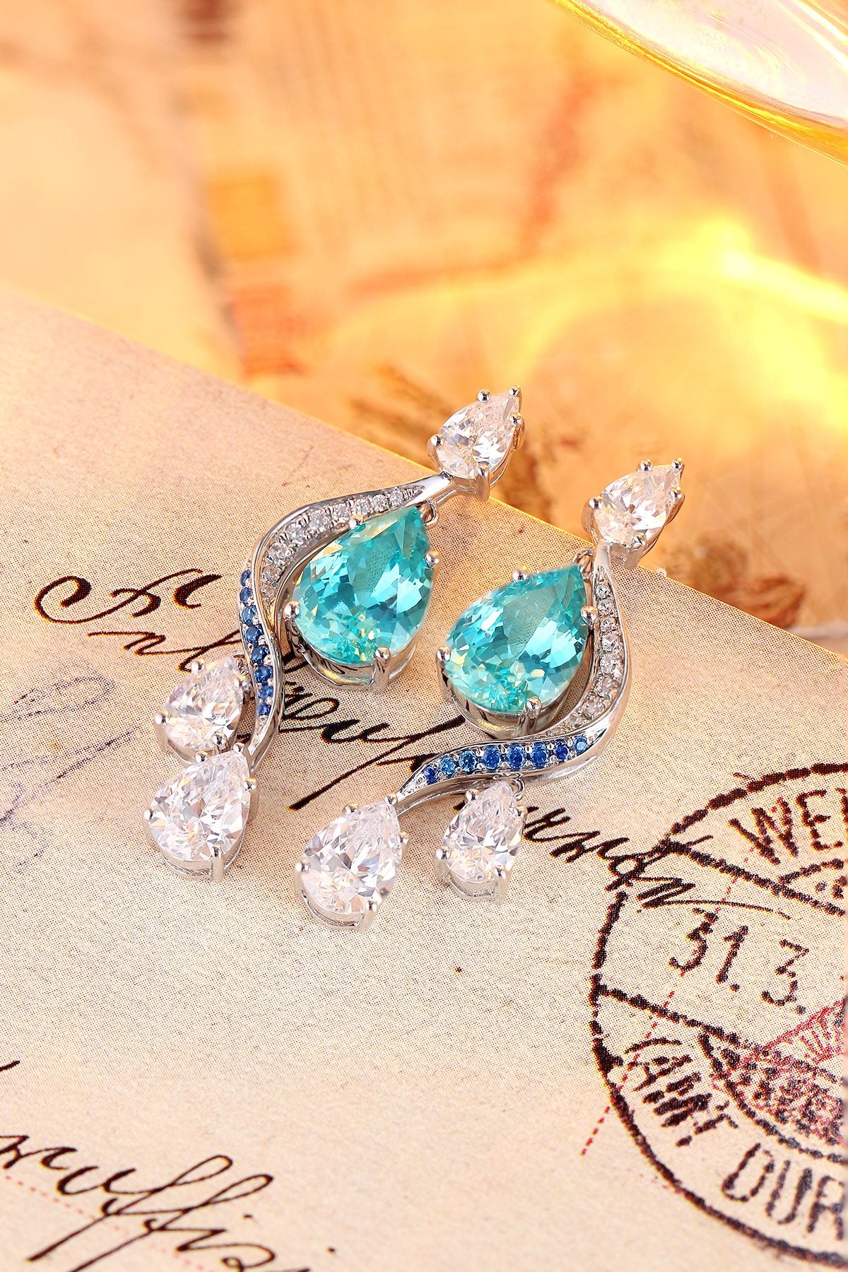 Pirmiana Hot Sale 7.17ct Lab Grown Paraiba Sapphire Earrings S925 Silver Jewelry Engagement Women