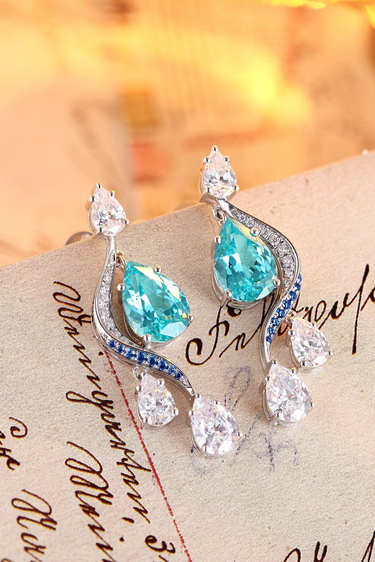 Pirmiana Hot Sale 7.17ct Lab Grown Paraiba Sapphire Earrings S925 Silver Jewelry Engagement Women