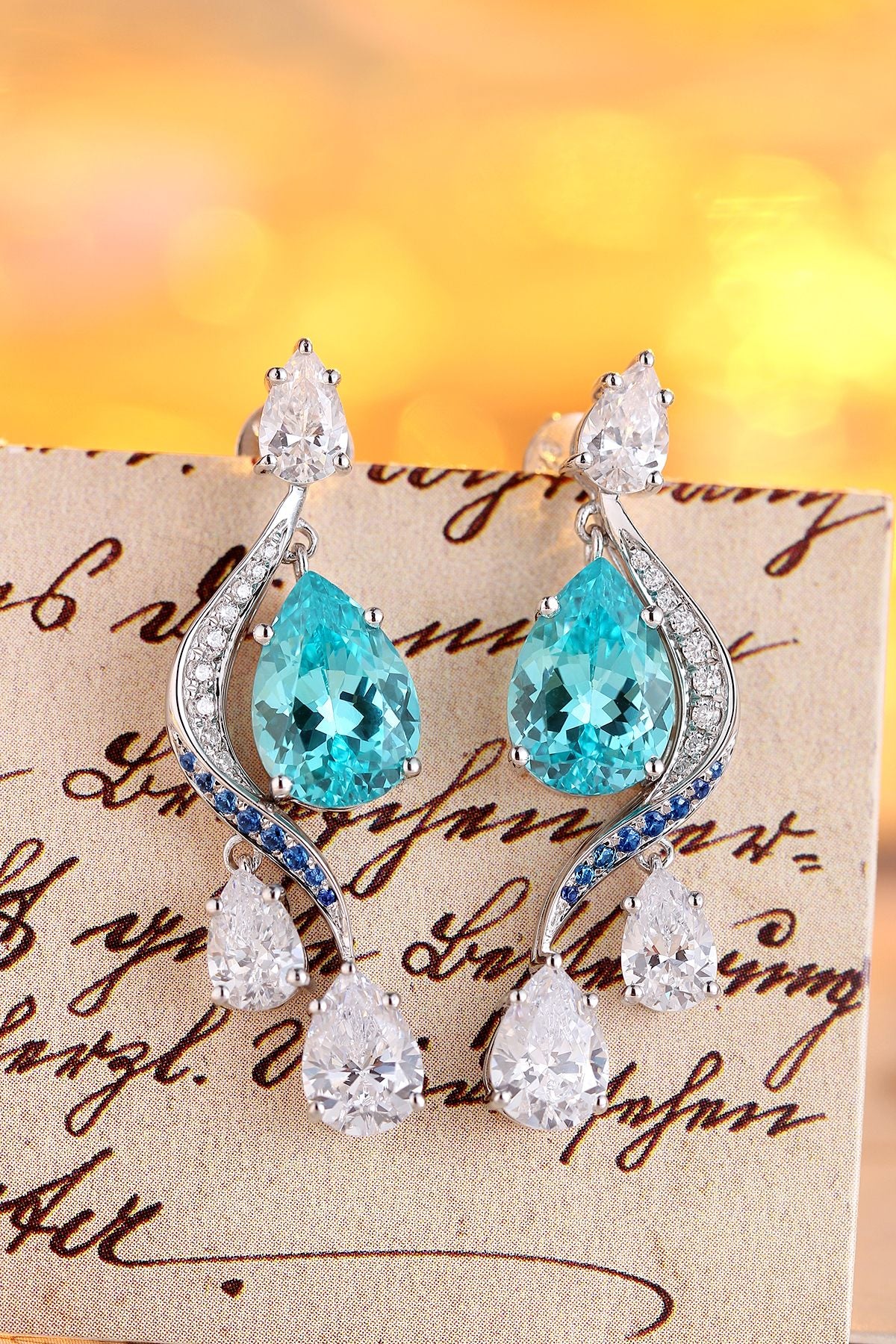 Pirmiana Hot Sale 7.17ct Lab Grown Paraiba Sapphire Earrings S925 Silver Jewelry Engagement Women
