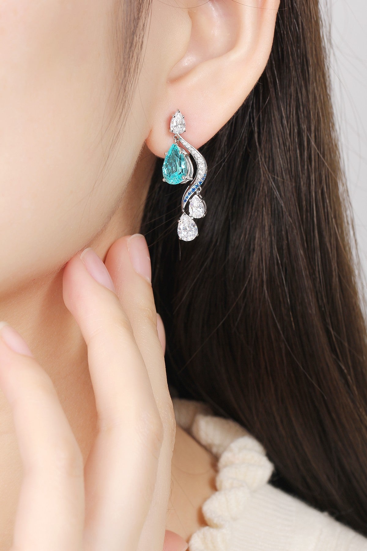 Pirmiana Hot Sale 7.17ct Lab Grown Paraiba Sapphire Earrings S925 Silver Jewelry Engagement Women