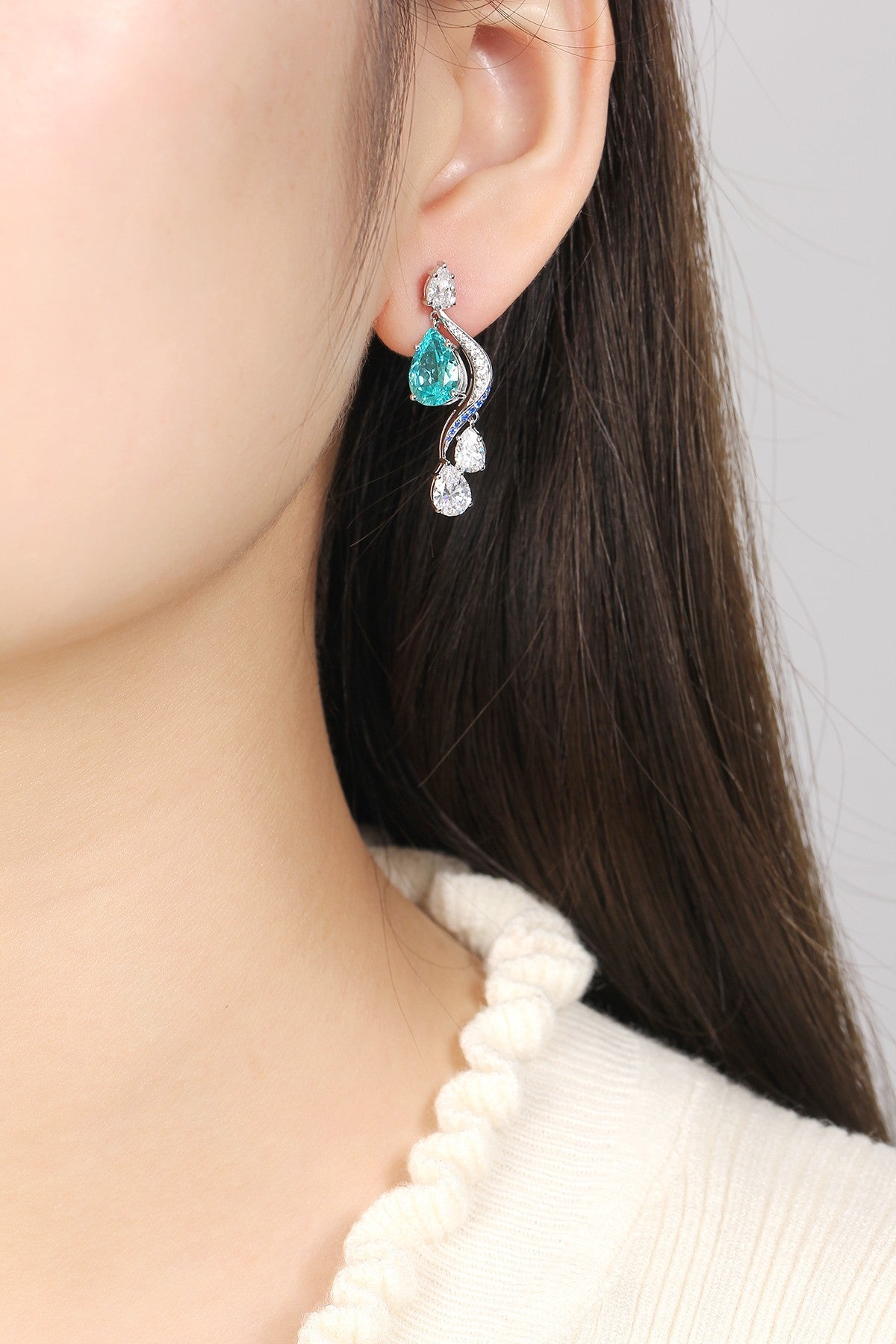Pirmiana Hot Sale 7.17ct Lab Grown Paraiba Sapphire Earrings S925 Silver Jewelry Engagement Women