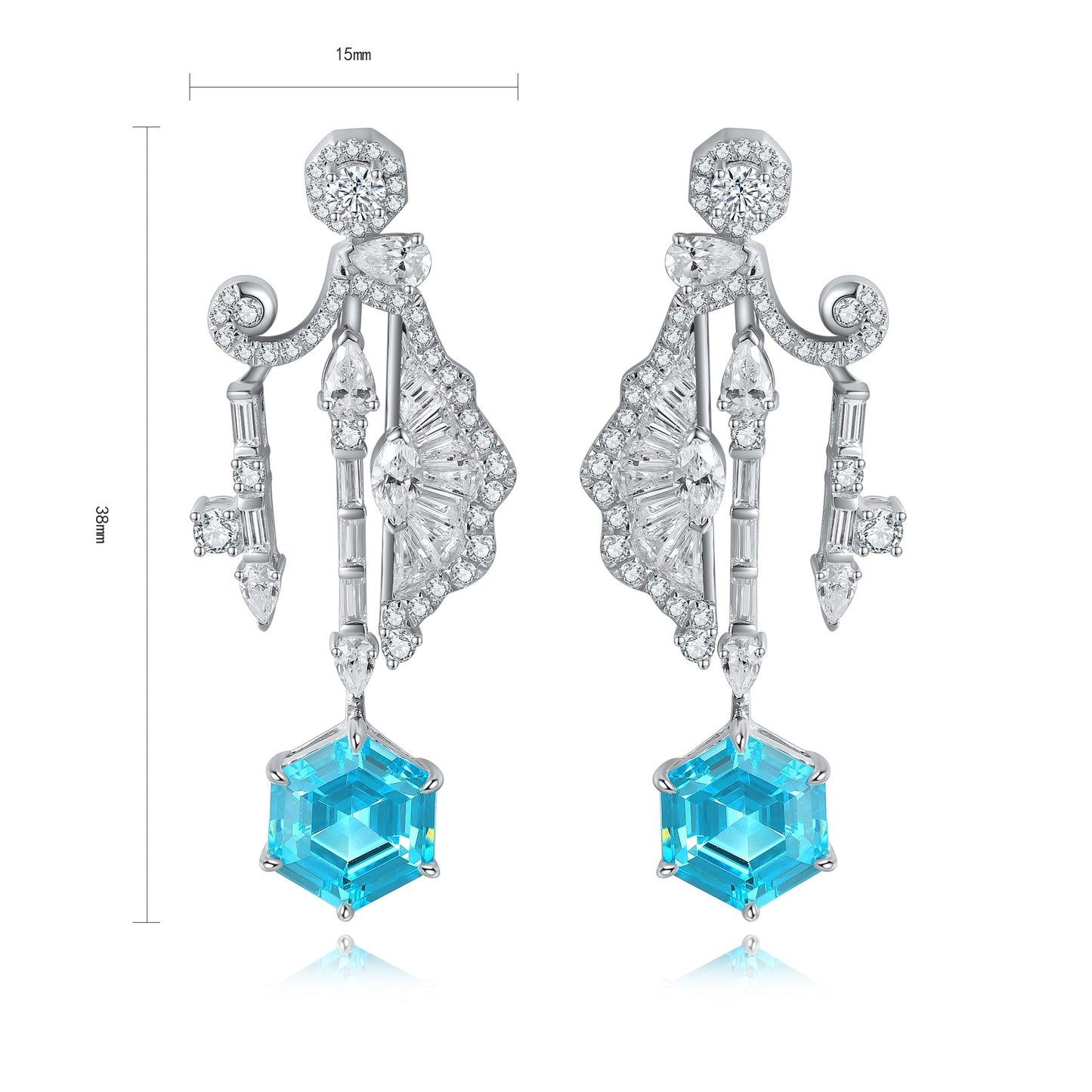 Pirmiana Hot Sale 6.67ct Lab Grown Paraiba Sapphire Earrings S925 Silver Jewelry Engagement Women