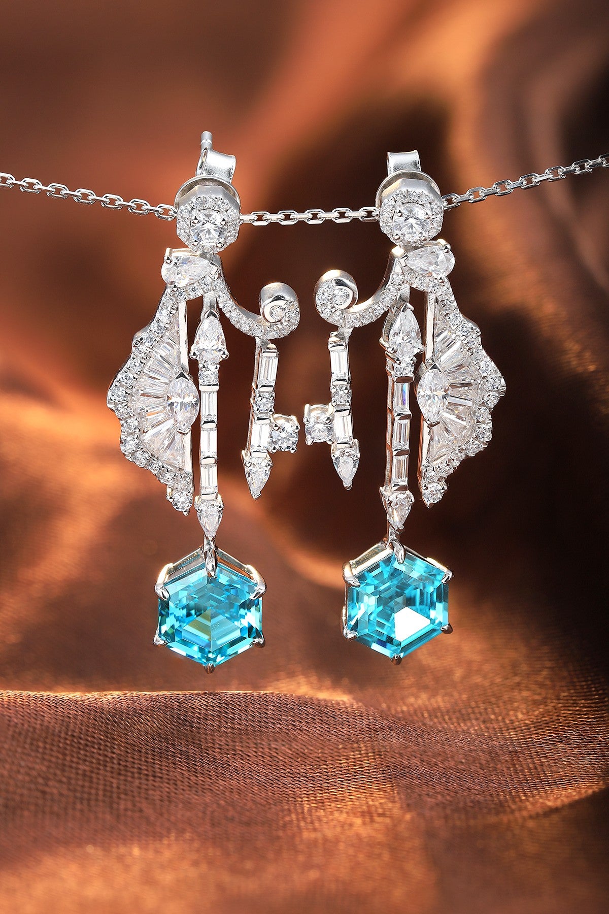 Pirmiana Hot Sale 6.67ct Lab Grown Paraiba Sapphire Earrings S925 Silver Jewelry Engagement Women