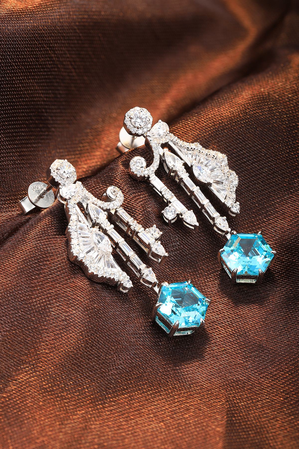 Pirmiana Hot Sale 6.67ct Lab Grown Paraiba Sapphire Earrings S925 Silver Jewelry Engagement Women