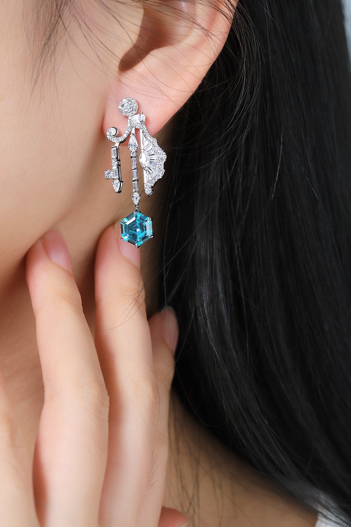 Pirmiana Hot Sale 6.67ct Lab Grown Paraiba Sapphire Earrings S925 Silver Jewelry Engagement Women