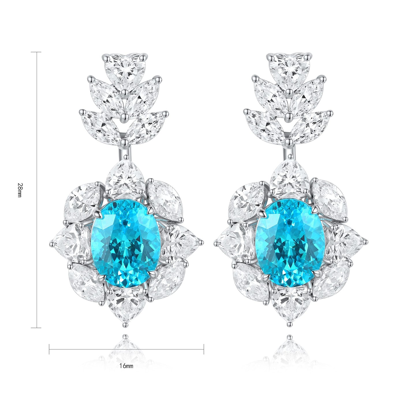 Pirmiana Hot Sale 7.2ct Lab Grown Paraiba Sapphire Earrings S925 Silver Jewelry Engagement Women