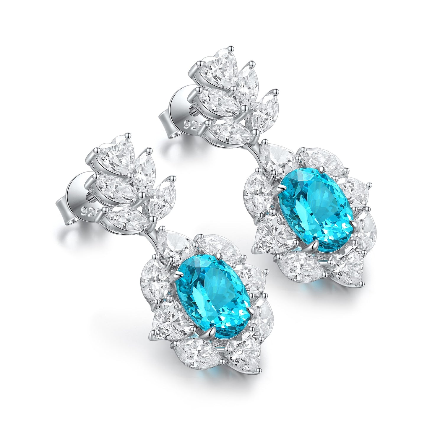 Pirmiana Hot Sale 7.2ct Lab Grown Paraiba Sapphire Earrings S925 Silver Jewelry Engagement Women