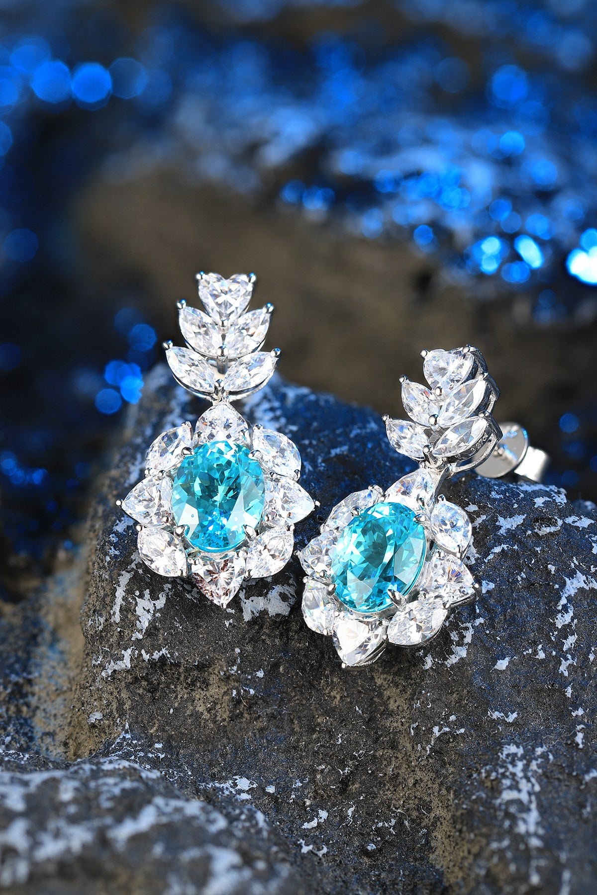 Pirmiana Hot Sale 7.2ct Lab Grown Paraiba Sapphire Earrings S925 Silver Jewelry Engagement Women