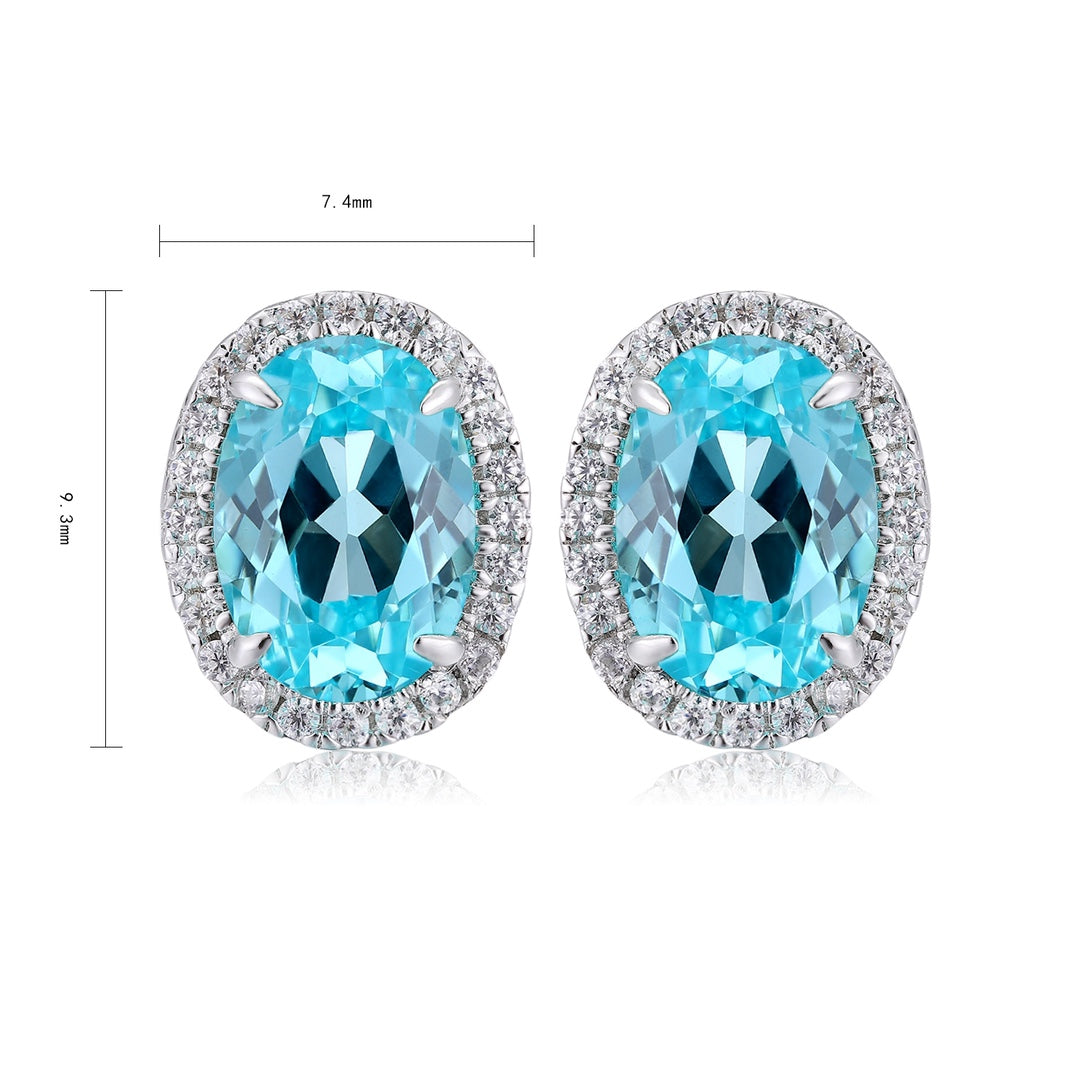 Pirmiana Hot Sale 2.74ct Lab Grown Paraiba Sapphire Earrings S925 Silver Jewelry Engagement Women