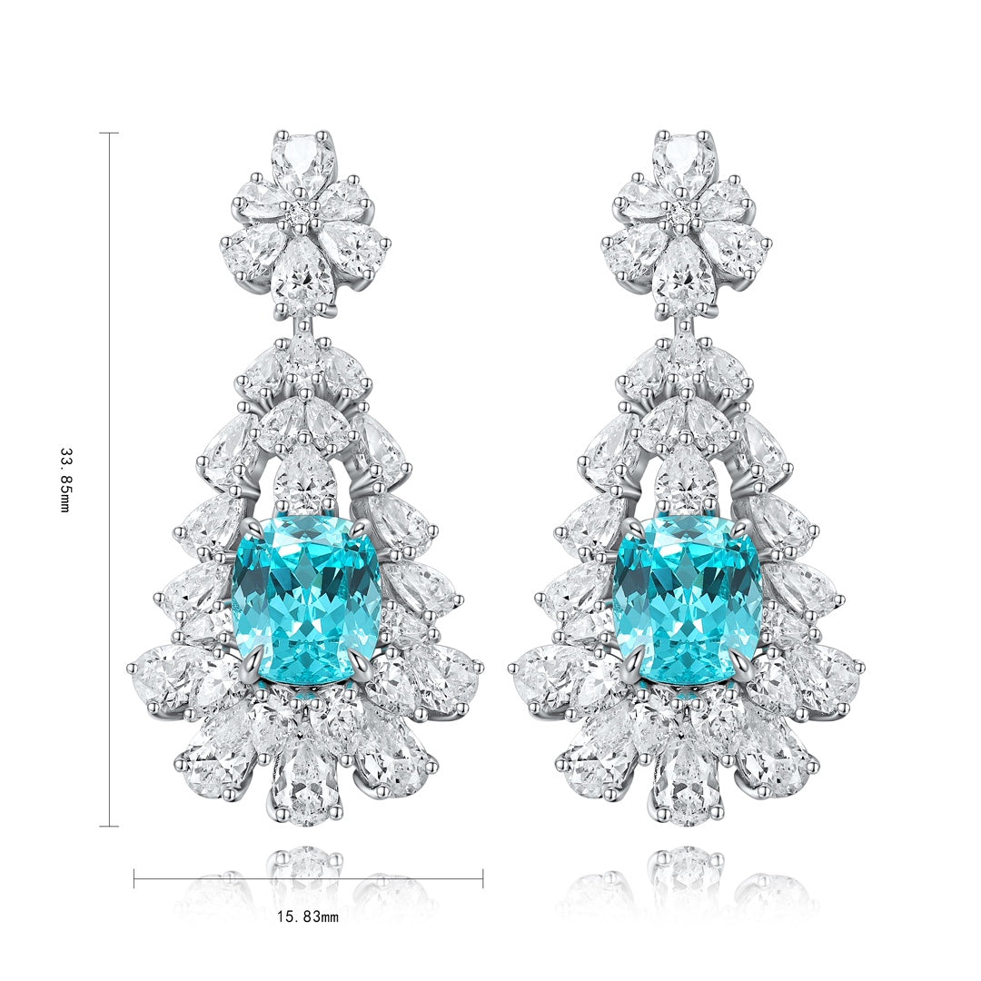 Pirmiana Hot Sale 10.26ct Lab Grown Paraiba Sapphire Earrings S925 Silver Jewelry Engagement Women