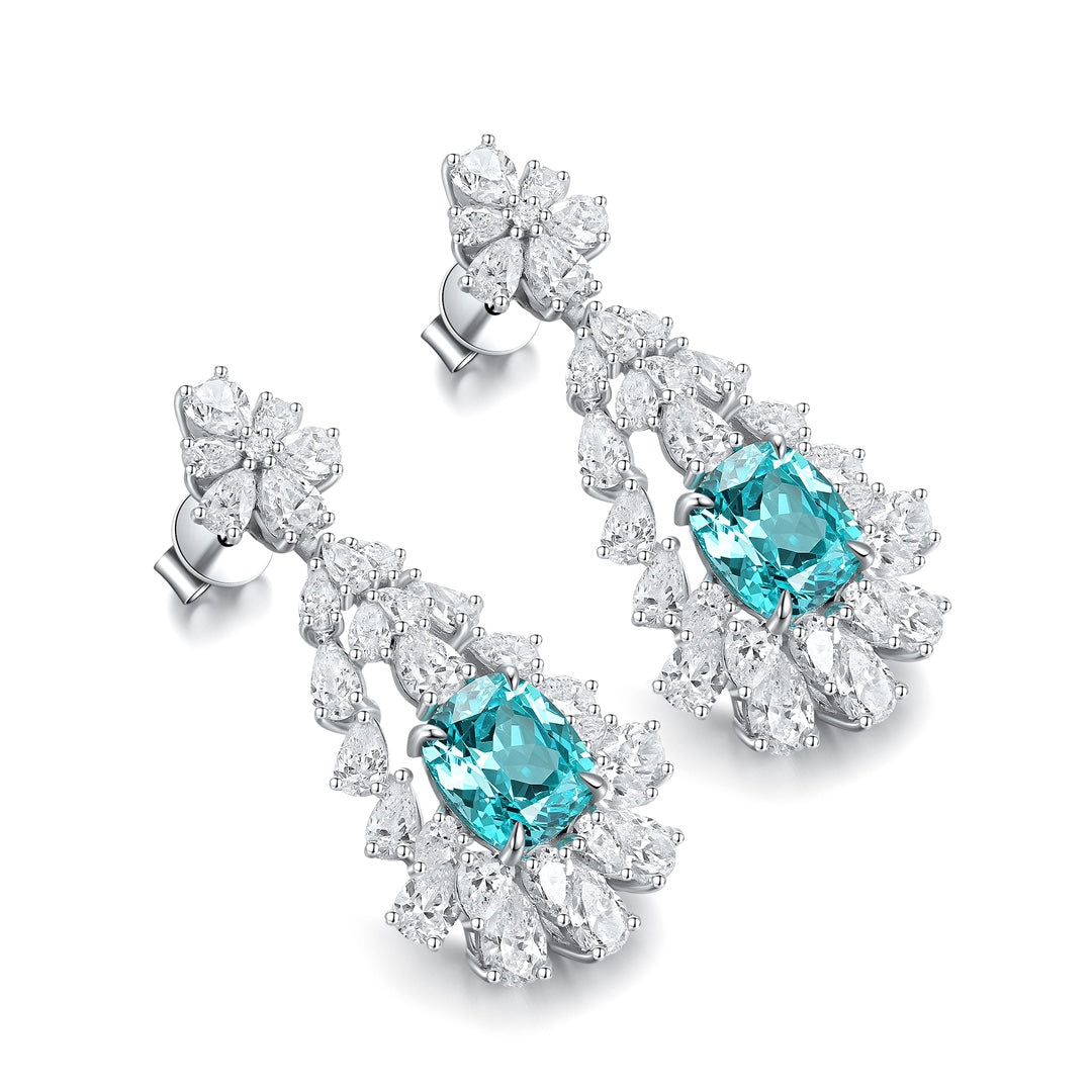 Pirmiana Hot Sale 10.26ct Lab Grown Paraiba Sapphire Earrings S925 Silver Jewelry Engagement Women