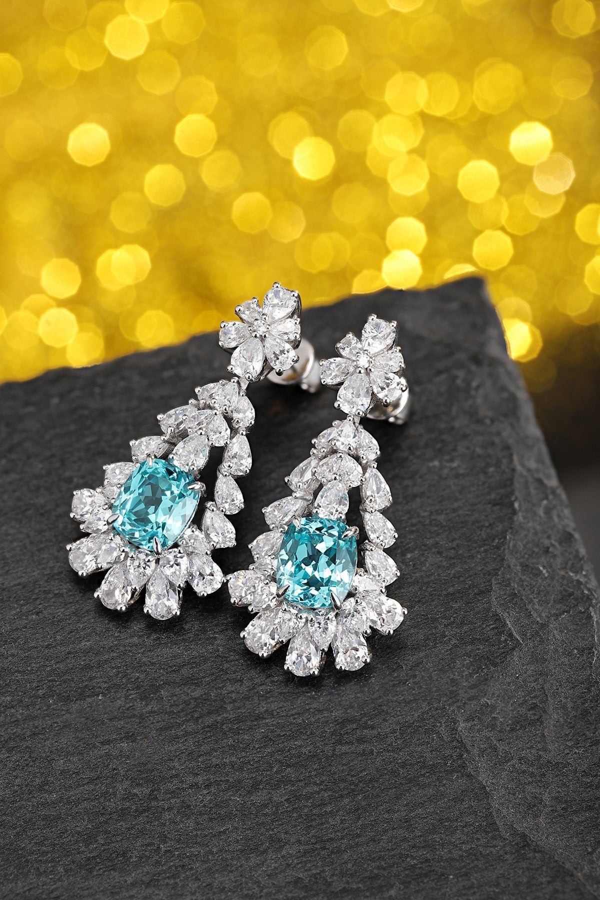 Pirmiana Hot Sale 10.26ct Lab Grown Paraiba Sapphire Earrings S925 Silver Jewelry Engagement Women