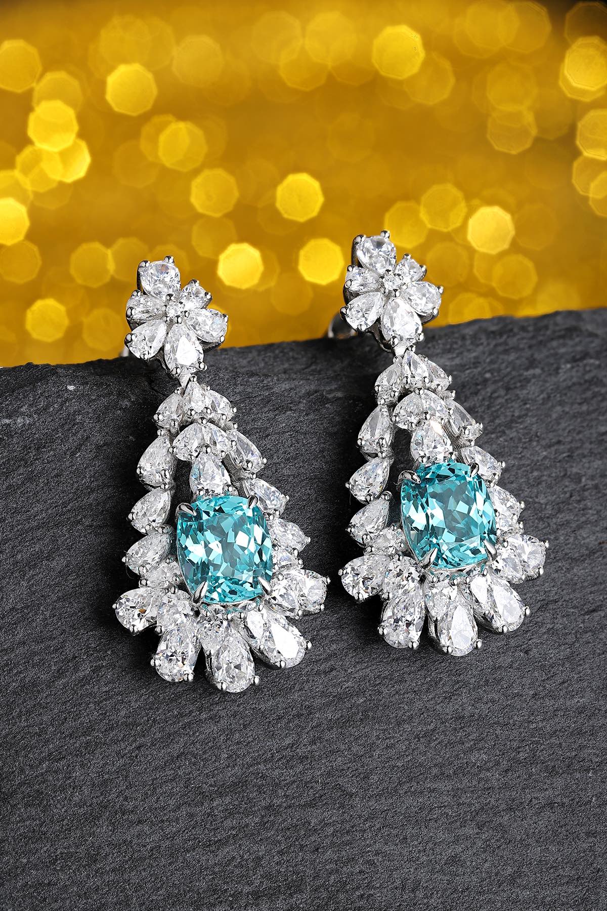 Pirmiana Hot Sale 10.26ct Lab Grown Paraiba Sapphire Earrings S925 Silver Jewelry Engagement Women