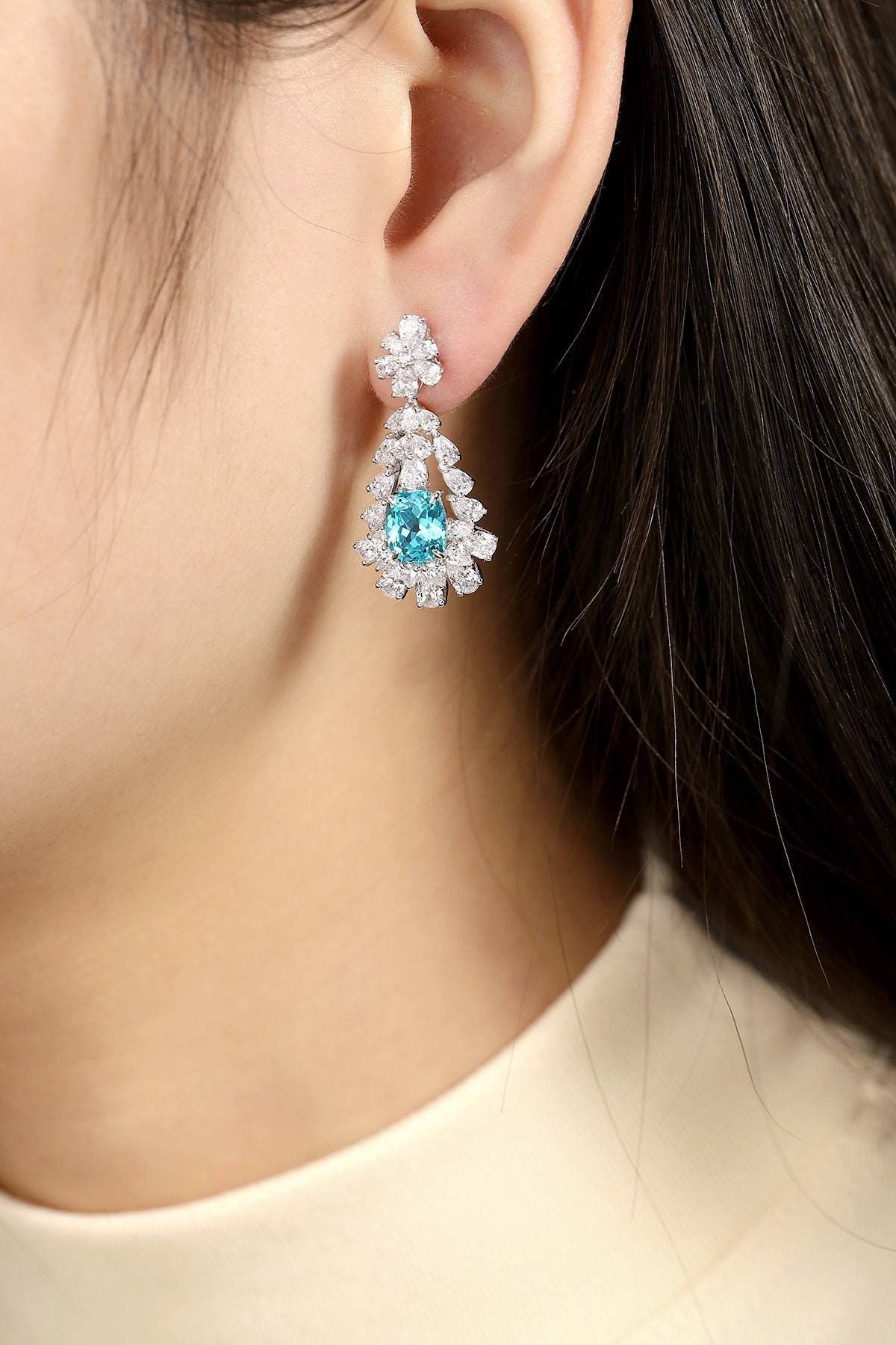 Pirmiana Hot Sale 10.26ct Lab Grown Paraiba Sapphire Earrings S925 Silver Jewelry Engagement Women