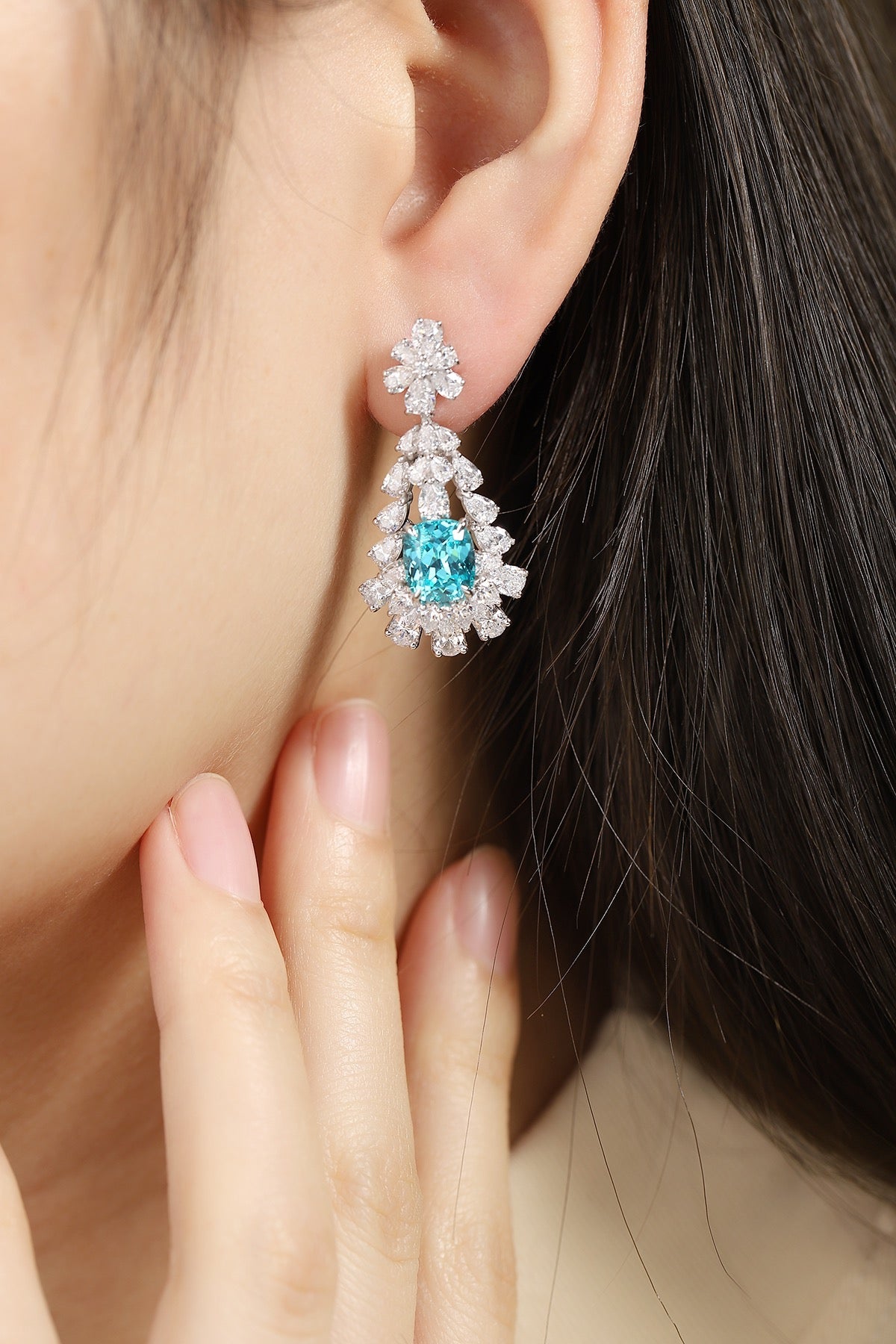Pirmiana Hot Sale 10.26ct Lab Grown Paraiba Sapphire Earrings S925 Silver Jewelry Engagement Women
