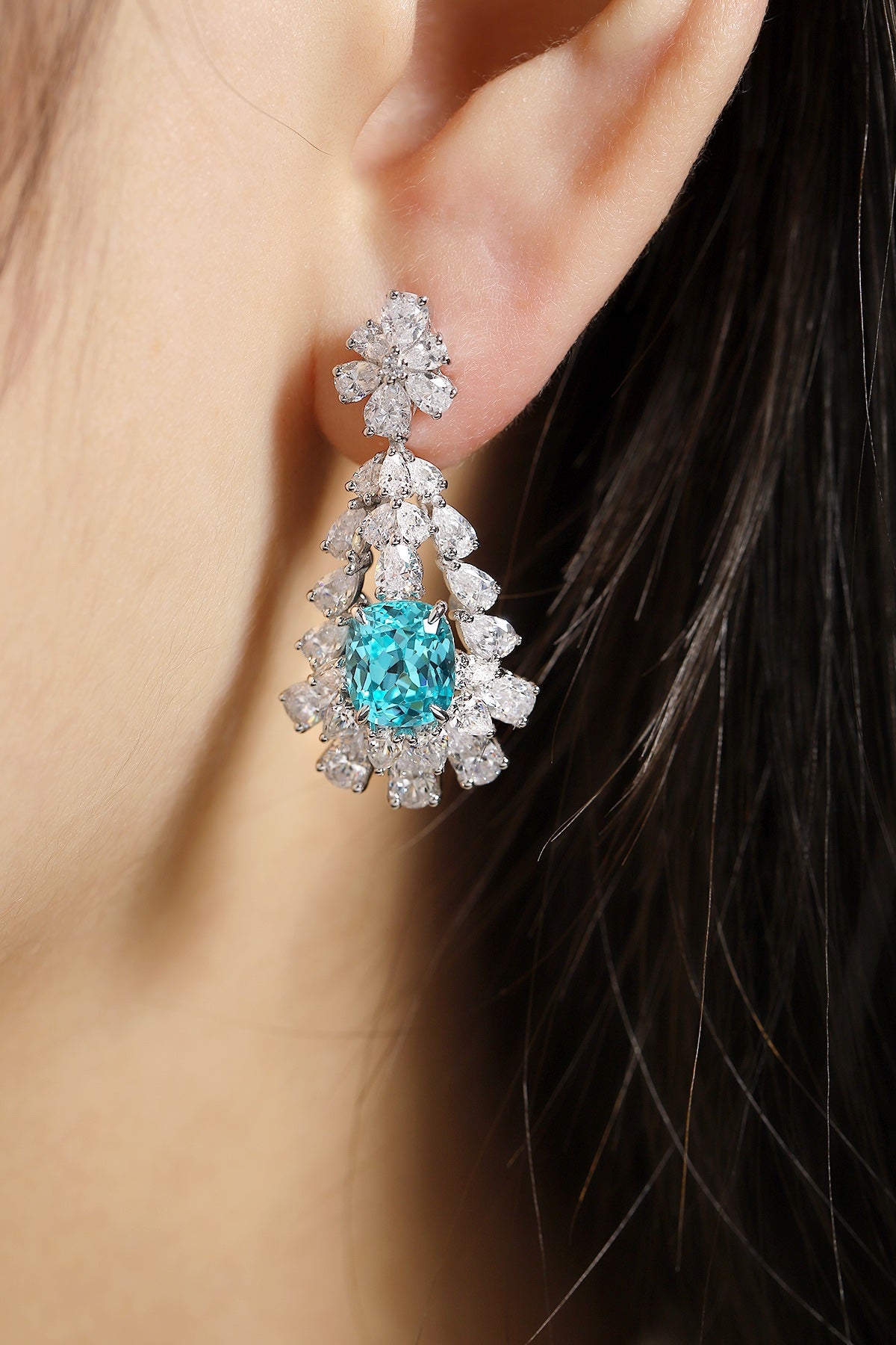 Pirmiana Hot Sale 10.26ct Lab Grown Paraiba Sapphire Earrings S925 Silver Jewelry Engagement Women