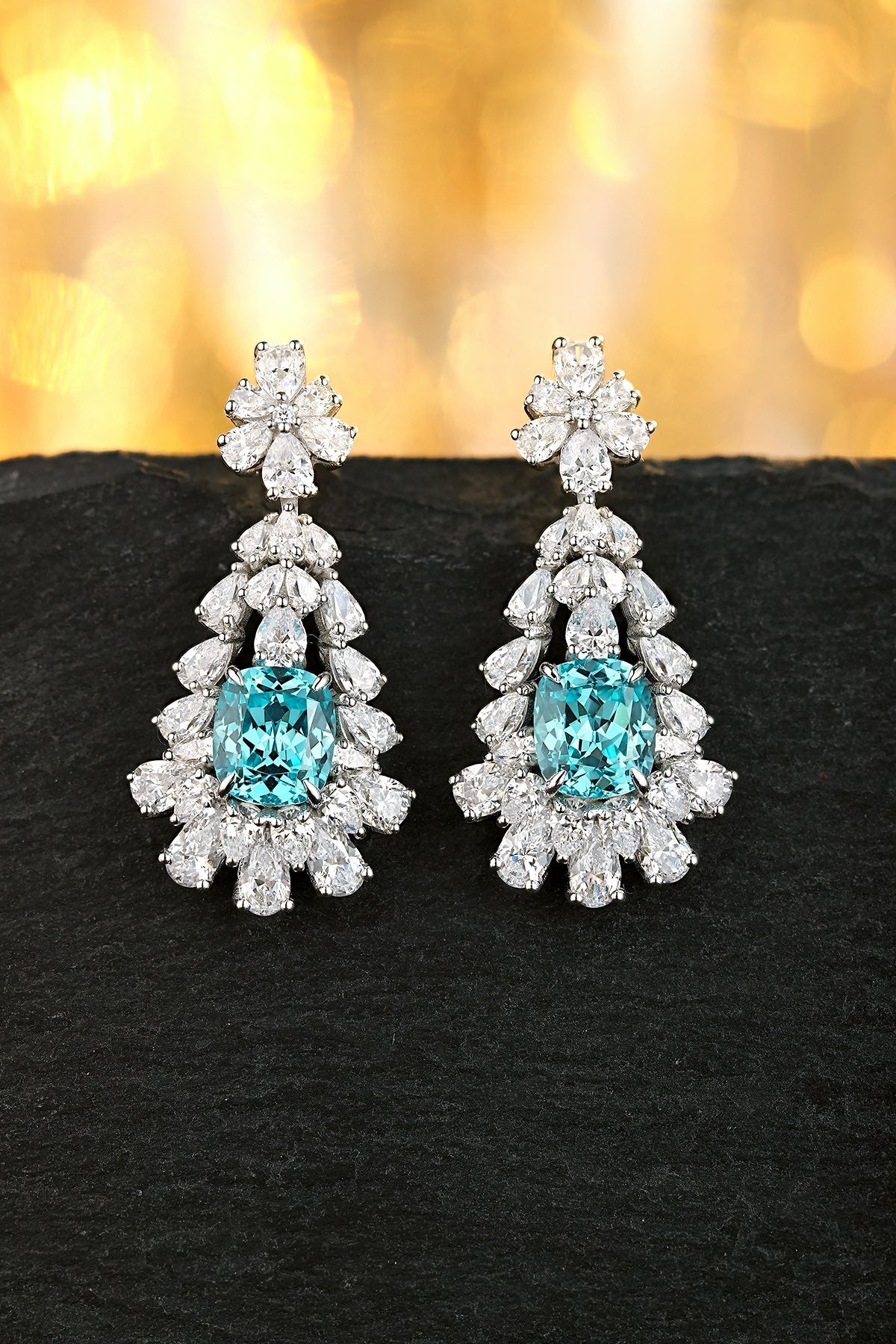 Pirmiana Hot Sale 10.26ct Lab Grown Paraiba Sapphire Earrings S925 Silver Jewelry Engagement Women
