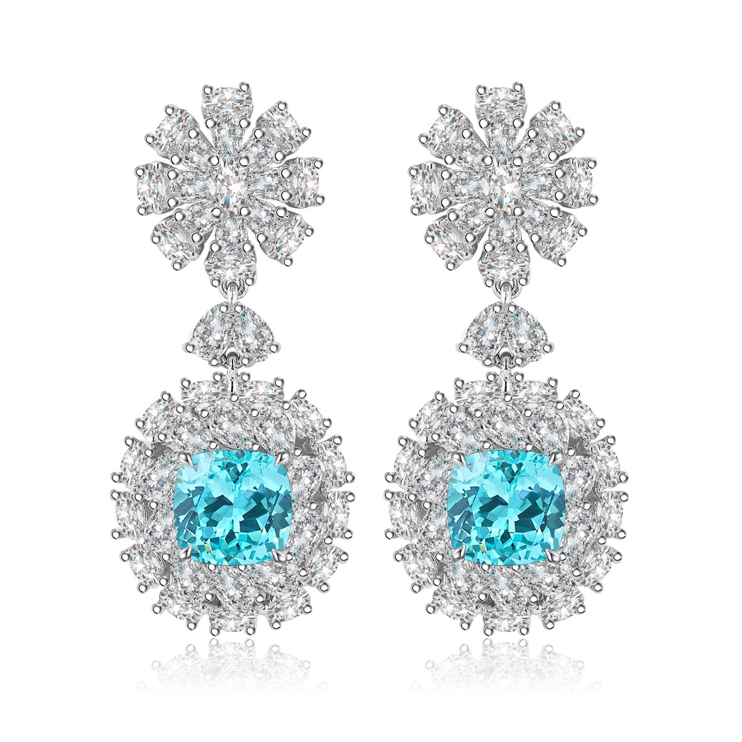 Pirmiana Hot Sale 5.54ct Lab Grown Paraiba Sapphire Earrings S925 Silver Jewelry Engagement Women