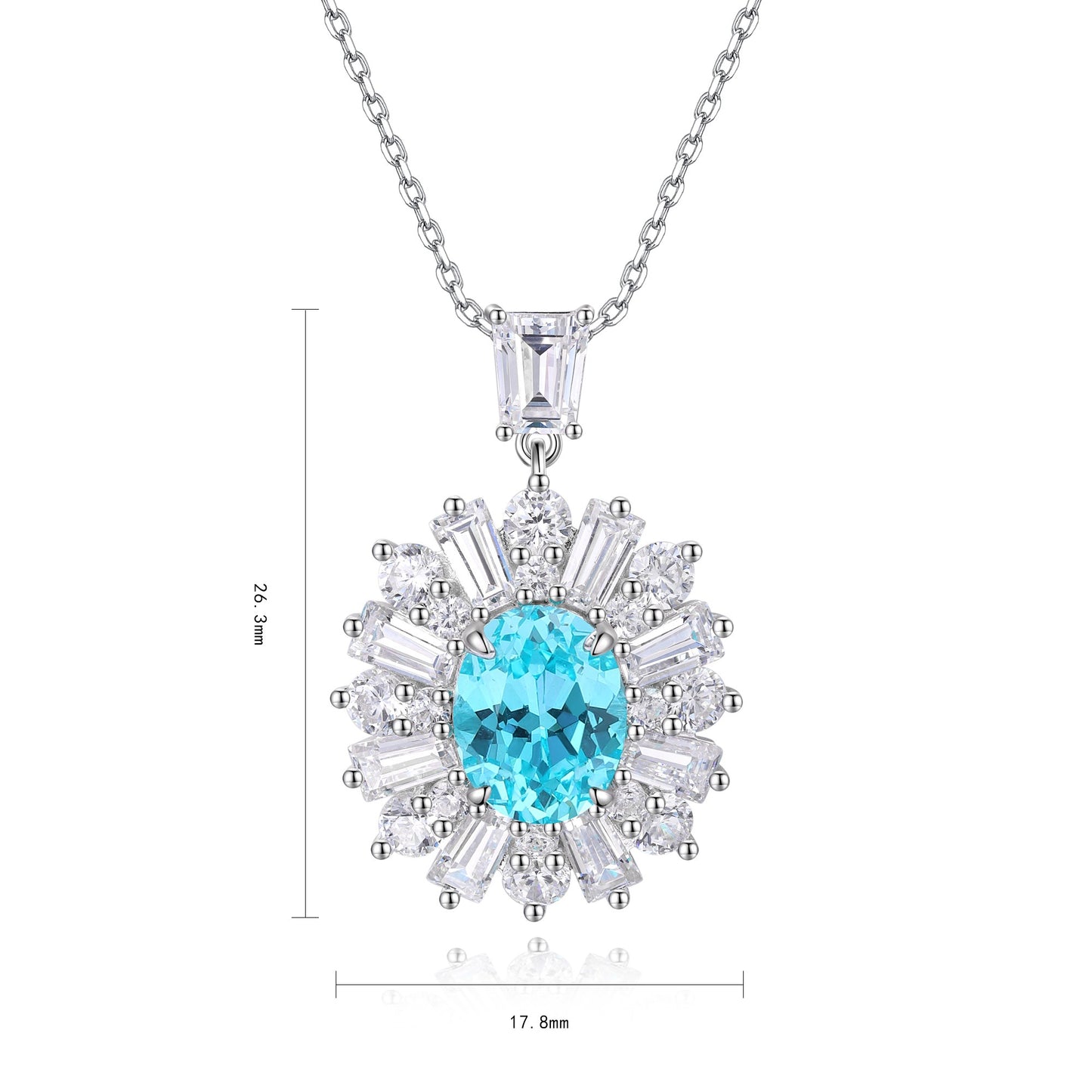 Pirmiana 3.19ct Lab Grown Paraiba Sapphire Pendant Necklace S925 Silver Lab Gemstone Jewelry Women