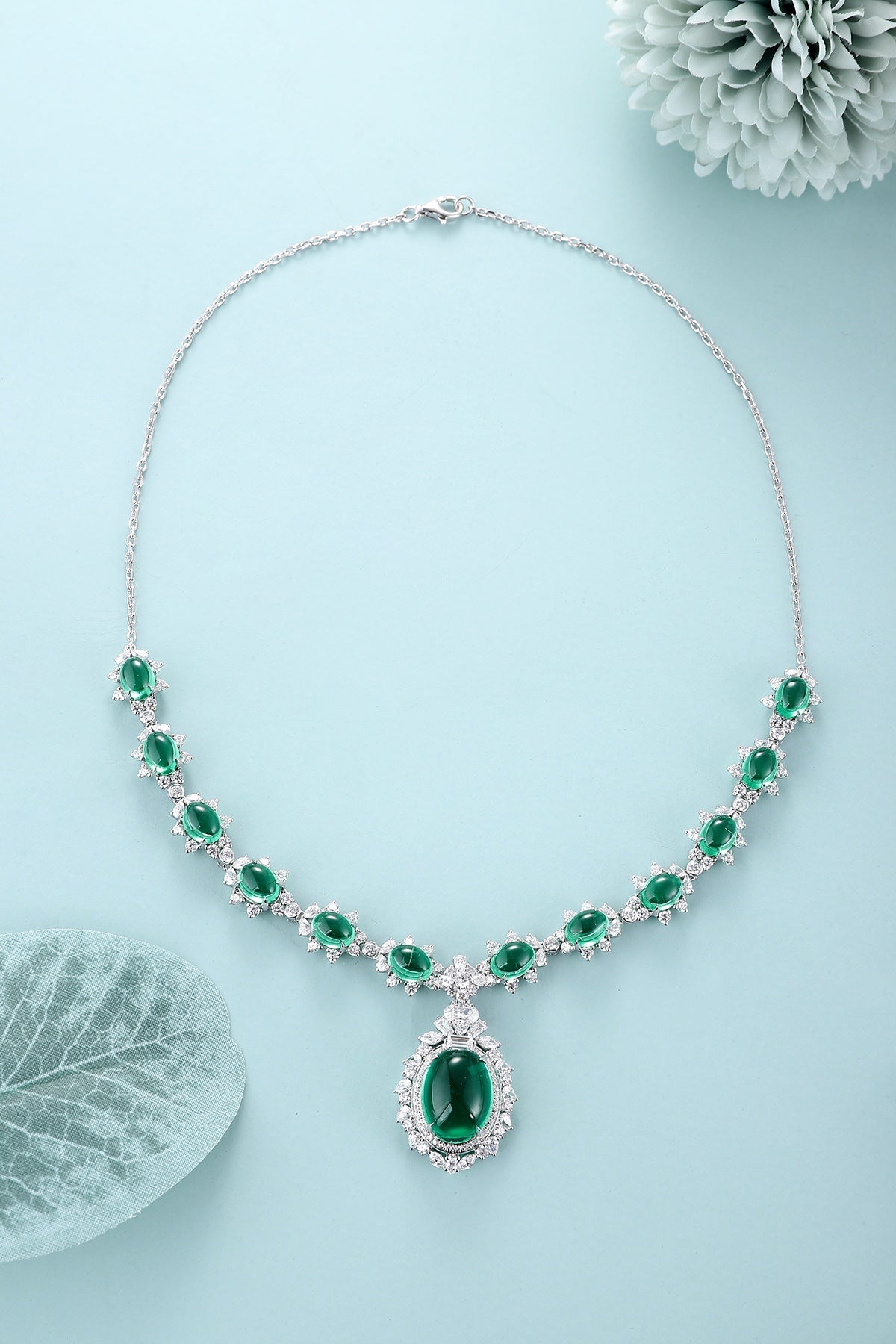 Pirmiana New Fashion 22.75ct Lab Grown Emerald Pendant Necklace S925 Silver Jewelry for Woman Gift Pendants