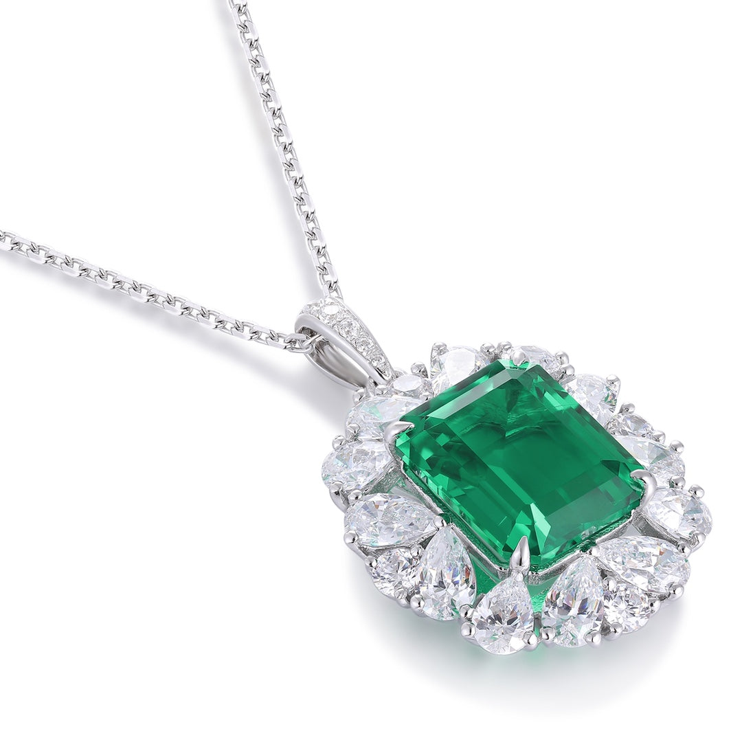 Pirmiana New Fashion 4.38ct Lab Grown Emerald Pendant Necklace S925 Silver Jewelry for Woman Gift Pendants