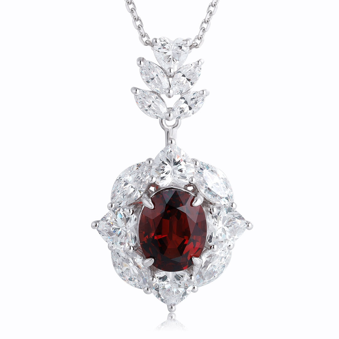 Pirmiana Fashion 3.62ct Natural Garnet Necklace S925 Silver Jewelry Engagement Gift Women