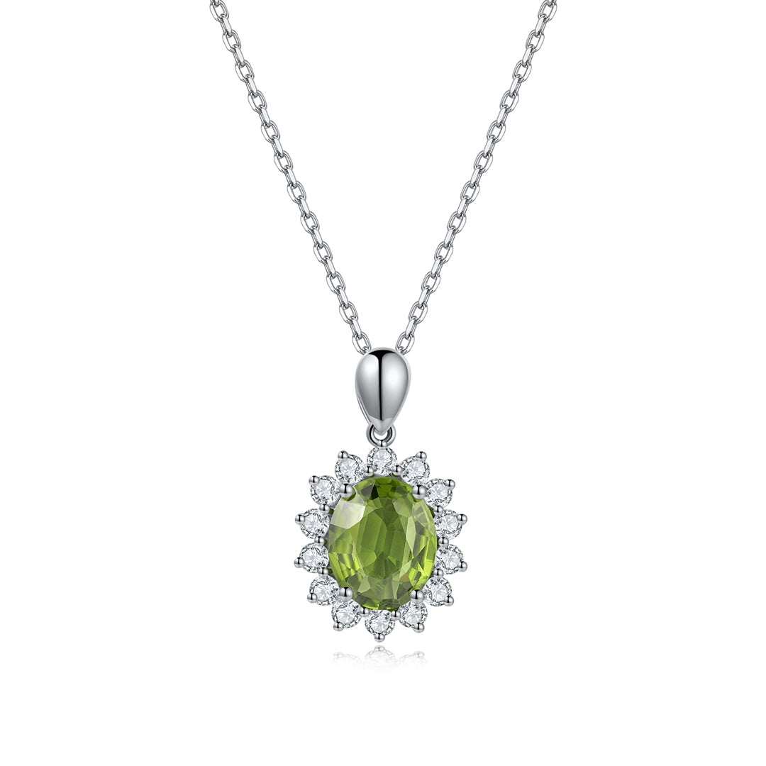 Pirmiana Fashion 3.56ct Natural Peridot Necklace S925 Silver Jewelry Engagement Gift Women