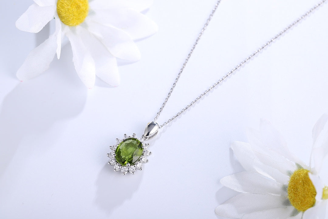 Pirmiana Fashion 3.56ct Natural Peridot Necklace S925 Silver Jewelry Engagement Gift Women