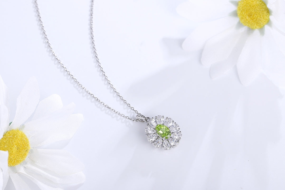 Pirmiana Fashion 0.91ct Natural Peridot Necklace S925 Silver Jewelry Engagement Gift Women