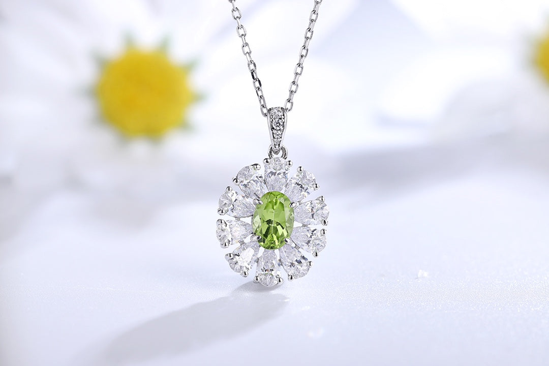 Pirmiana Fashion 0.91ct Natural Peridot Necklace S925 Silver Jewelry Engagement Gift Women