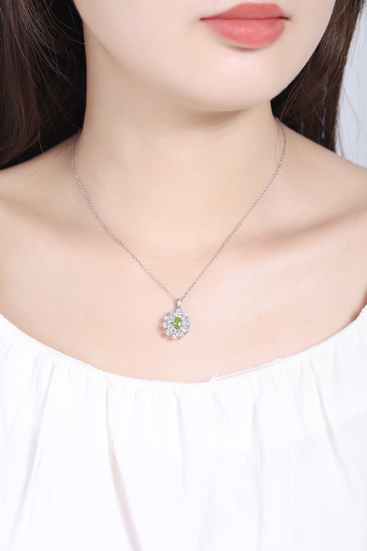 Pirmiana Fashion 0.91ct Natural Peridot Necklace S925 Silver Jewelry Engagement Gift Women