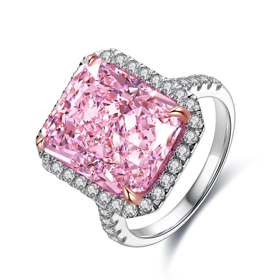 Pirmiana New Fashion 10ct Radiant Simulated Diamond Rings S925 Silver Jewelry Engagement Gift Women