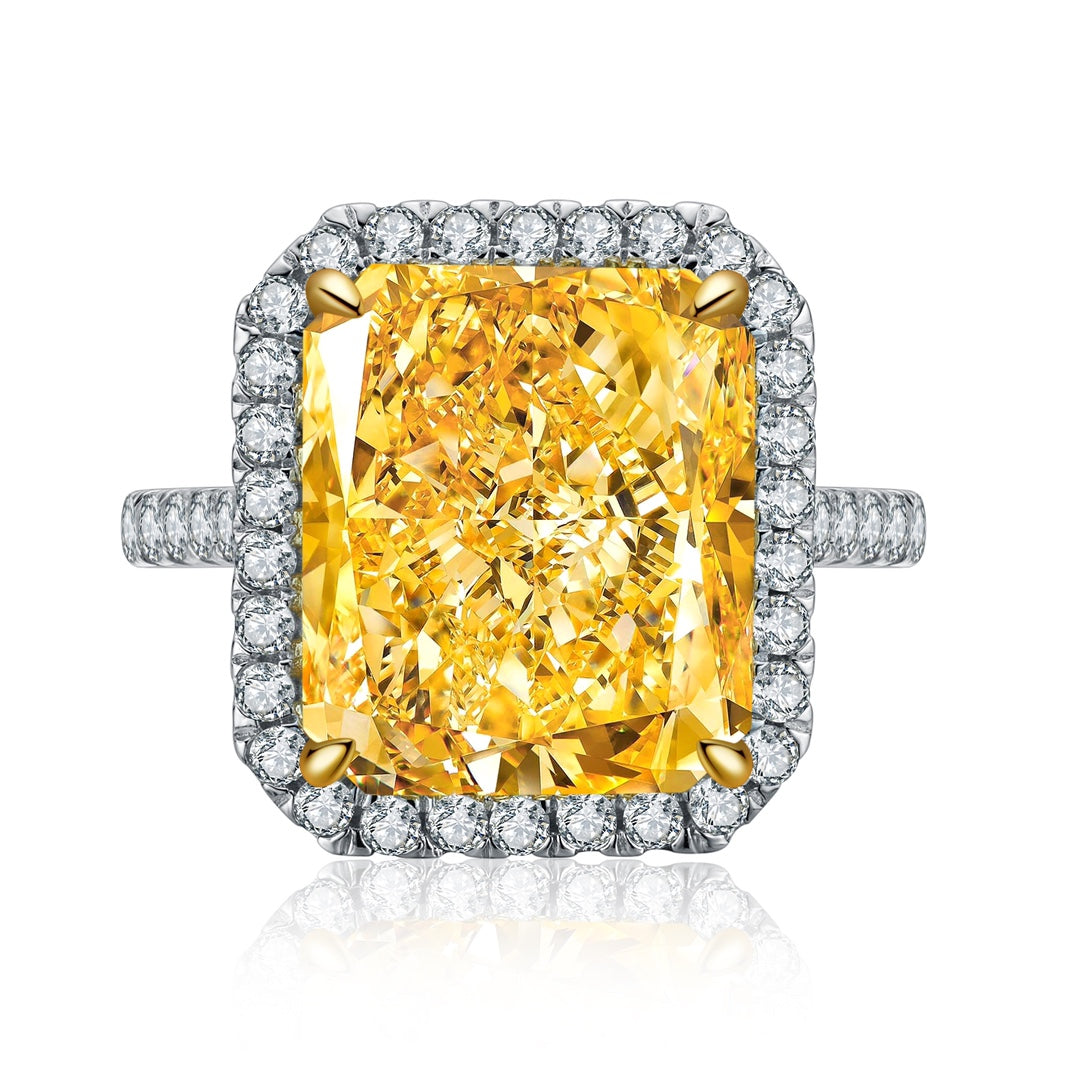 Pirmiana New Fashion 10ct Radiant Simulated Diamond Rings S925 Silver Jewelry Engagement Gift Women