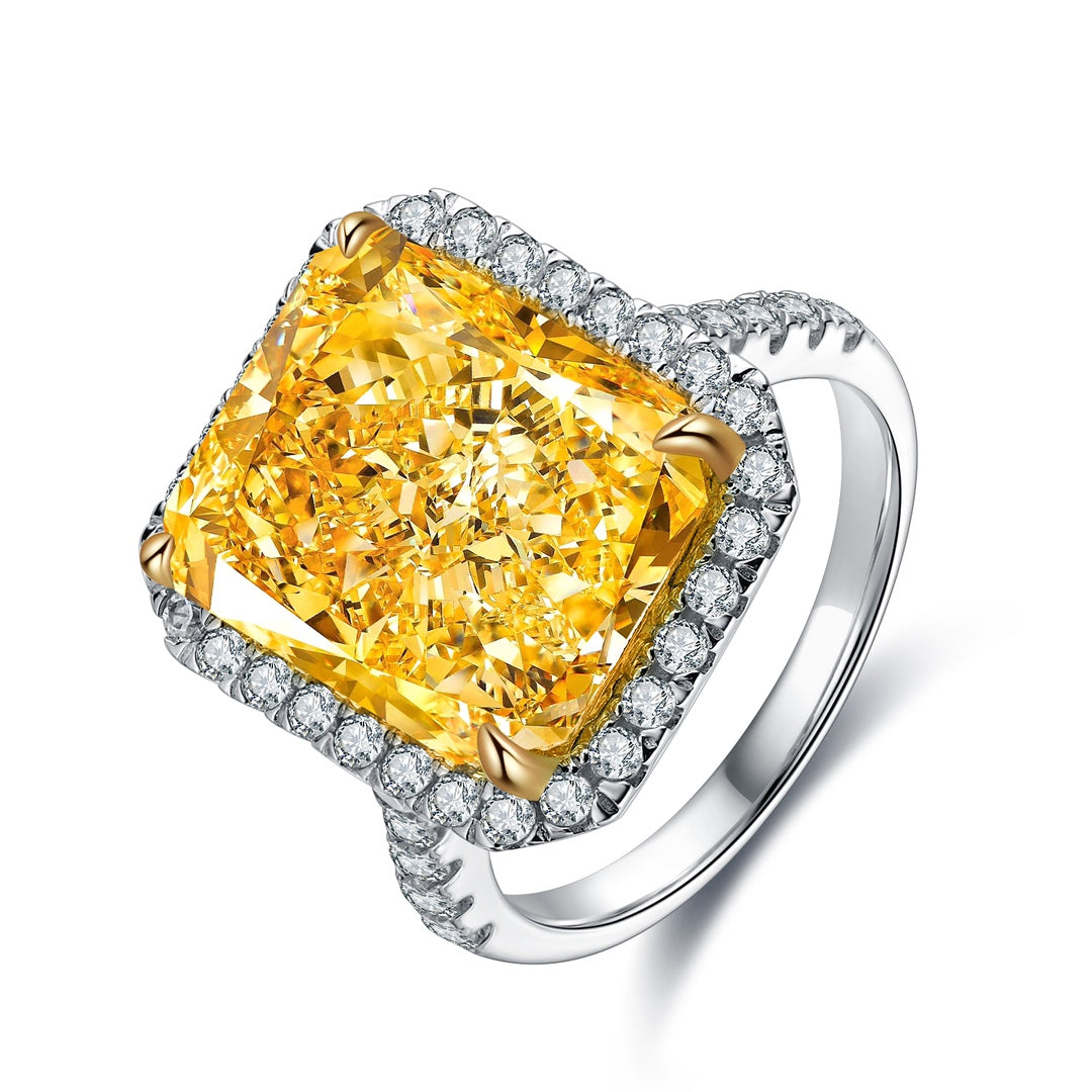 Pirmiana New Fashion 10ct Radiant Simulated Diamond Rings S925 Silver Jewelry Engagement Gift Women