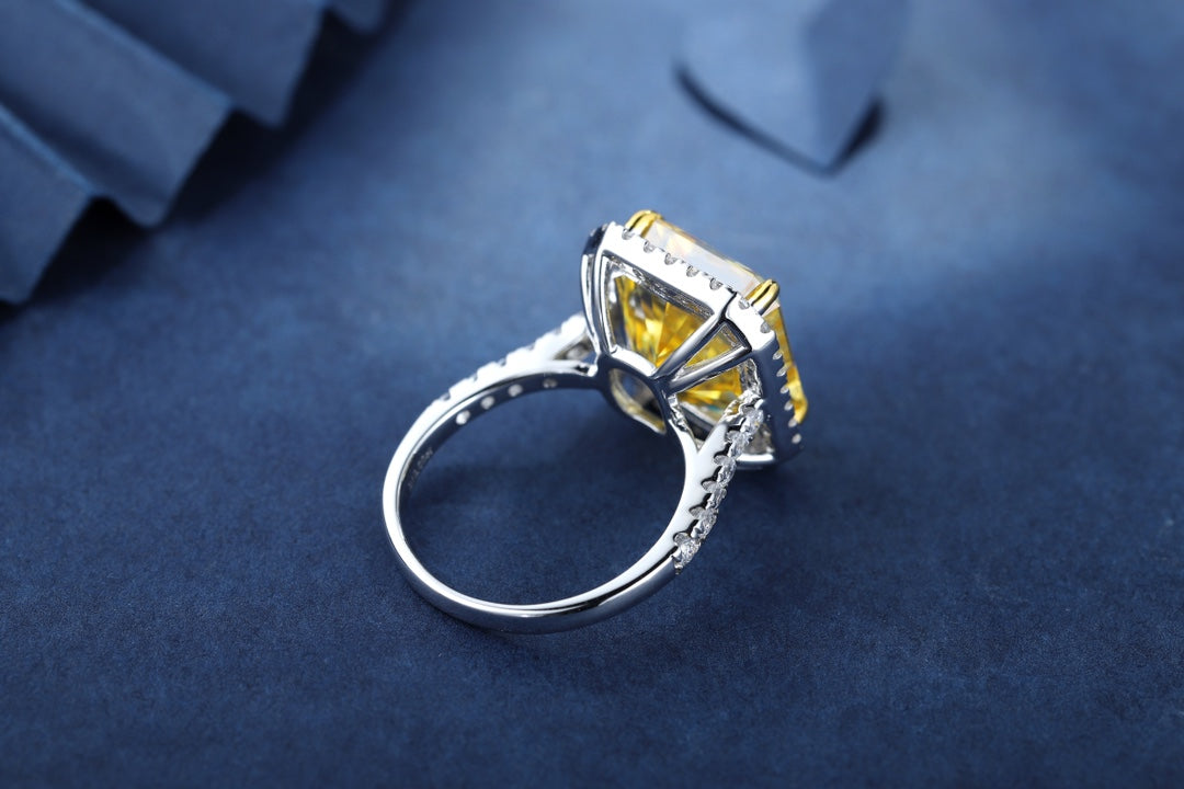 Pirmiana New Fashion 10ct Radiant Simulated Diamond Rings S925 Silver Jewelry Engagement Gift Women