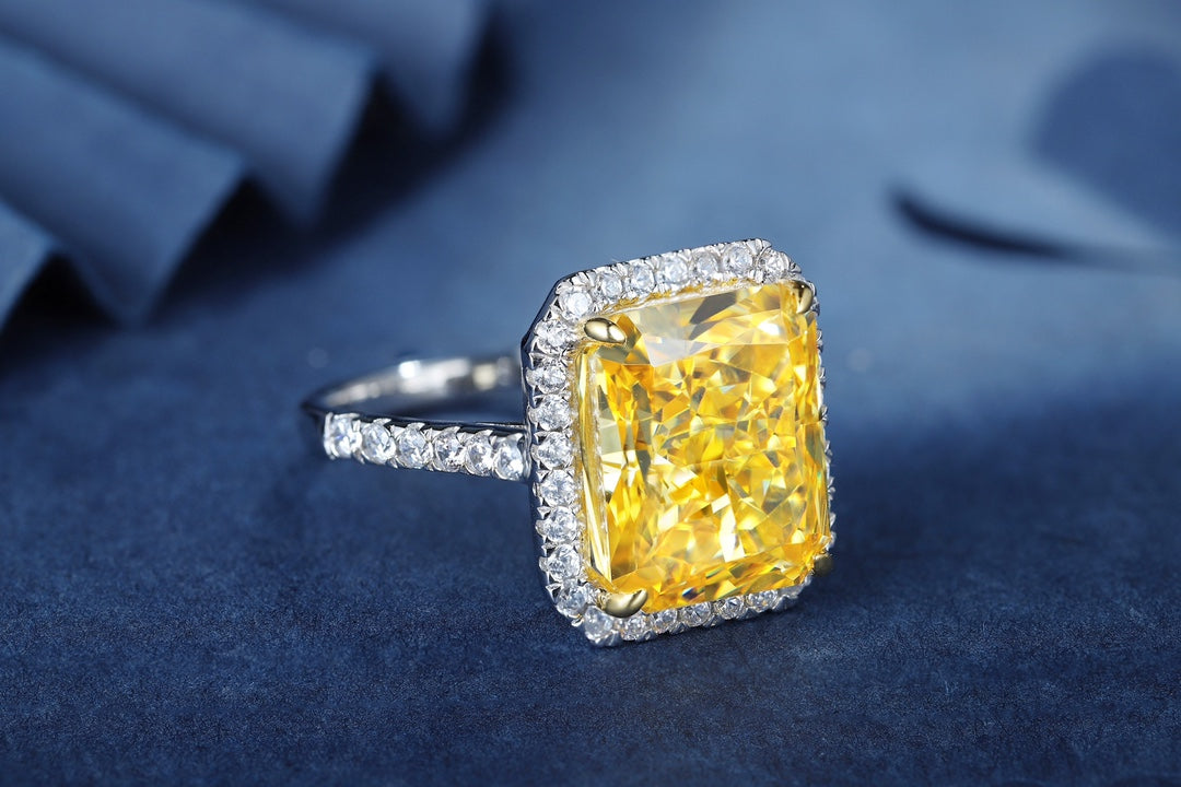 Pirmiana New Fashion 10ct Radiant Simulated Diamond Rings S925 Silver Jewelry Engagement Gift Women