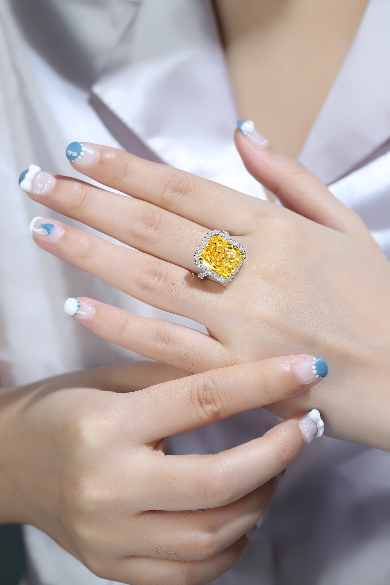 Pirmiana New Fashion 10ct Radiant Simulated Diamond Rings S925 Silver Jewelry Engagement Gift Women